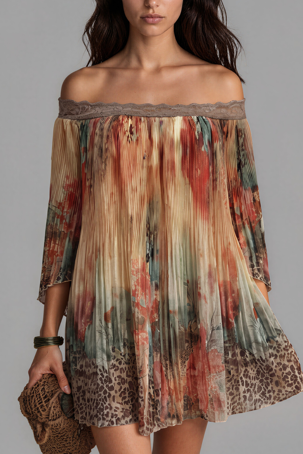 Detana Off Shoulder Leopard Mini Dress
