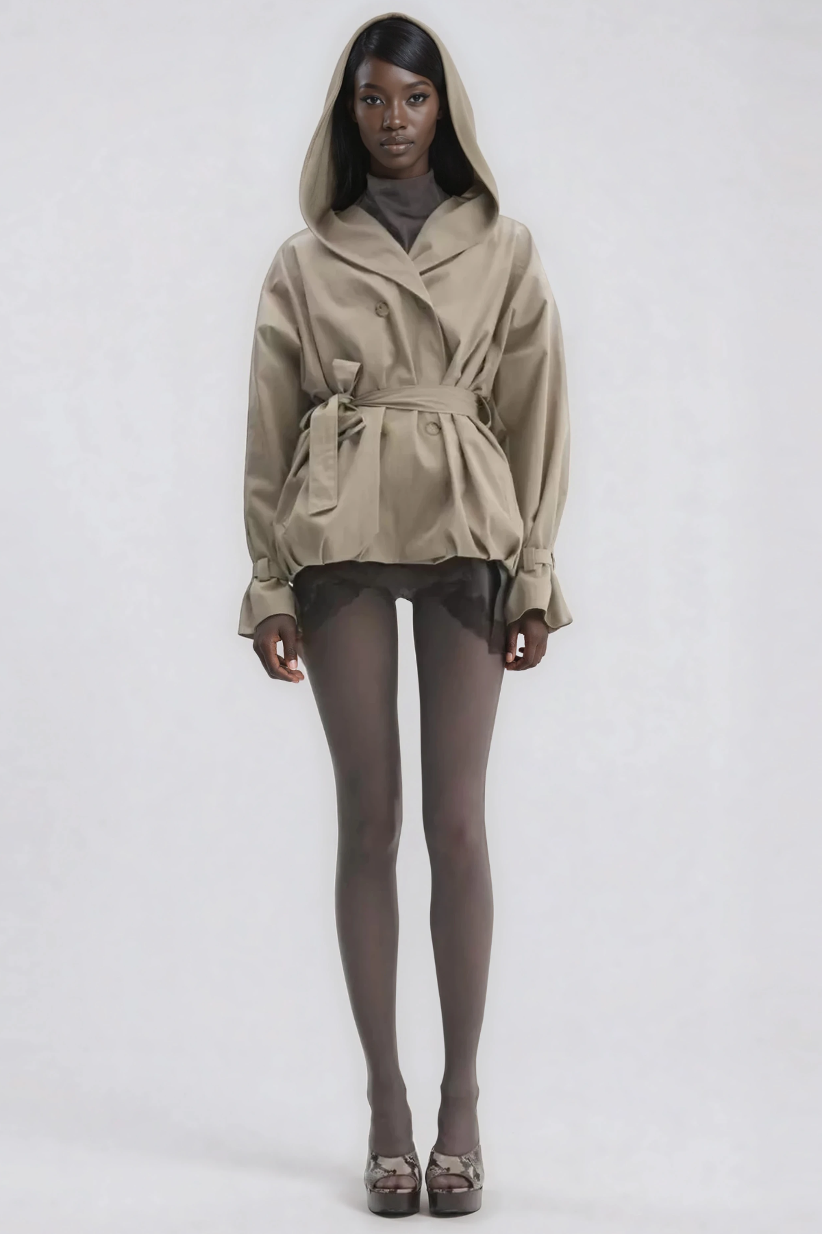 Haralambi Belted Bubble Trench Coat