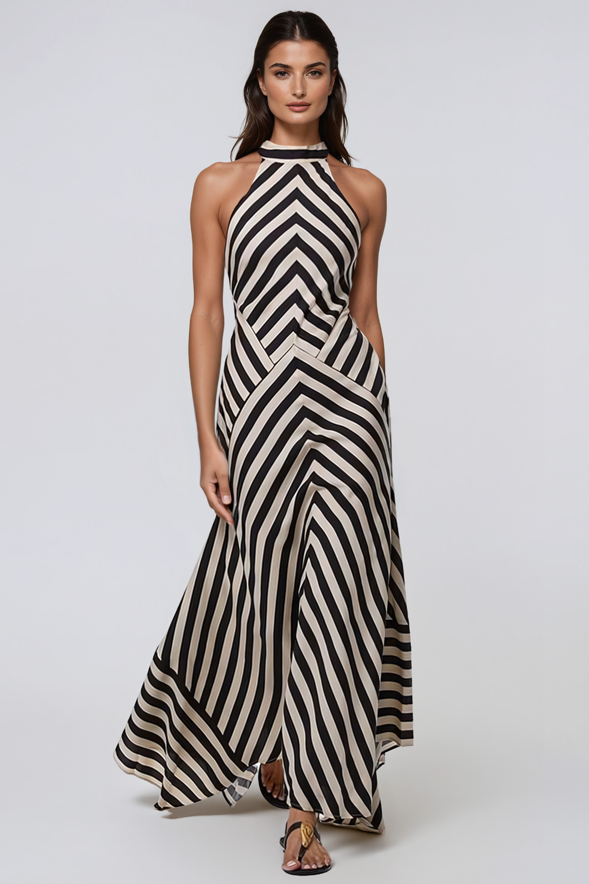 Jaxx Halterneck Stripe Maxi Dress