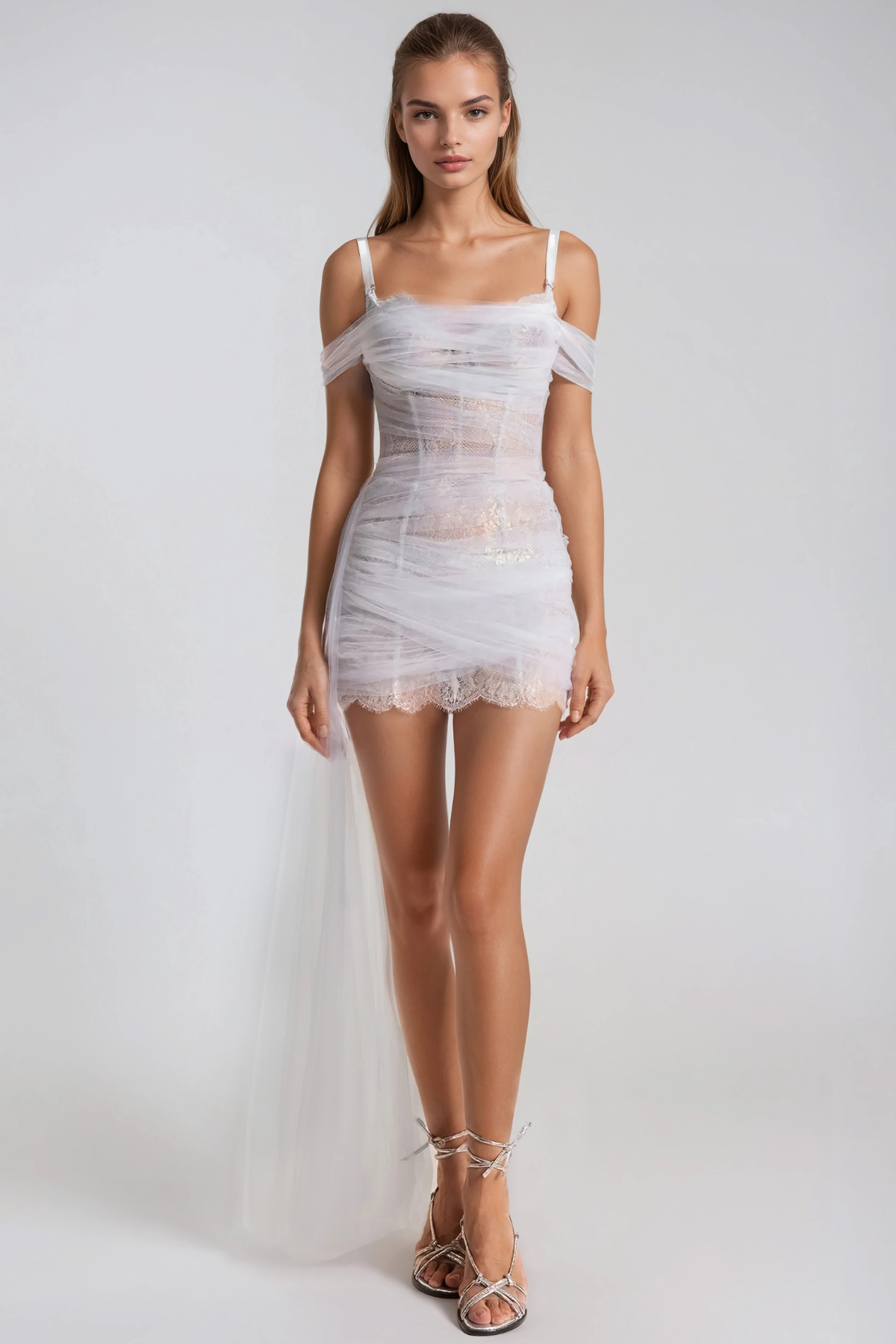 Apolinary Lace Corset Mesh Mini Dress