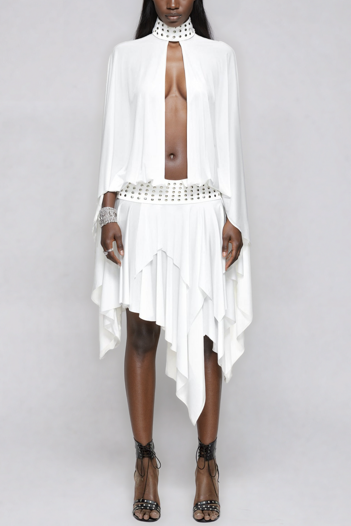 Fiorino Cutout Draped Ruffle Mini Dress