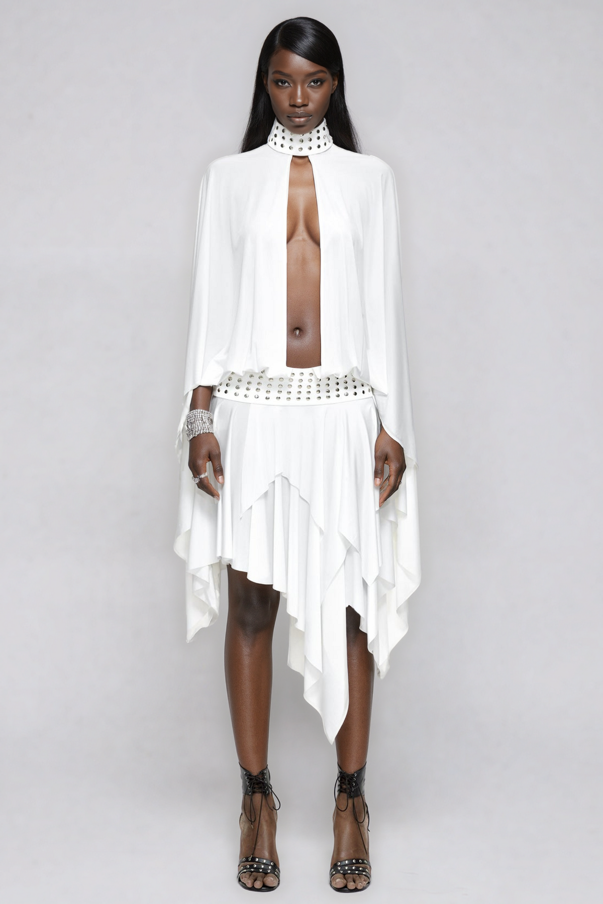 Fiorino Cutout Draped Ruffle Mini Dress
