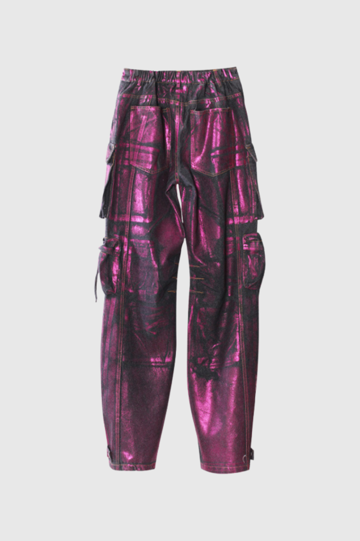 Jayda Metallic Cargo Jeans In Purple