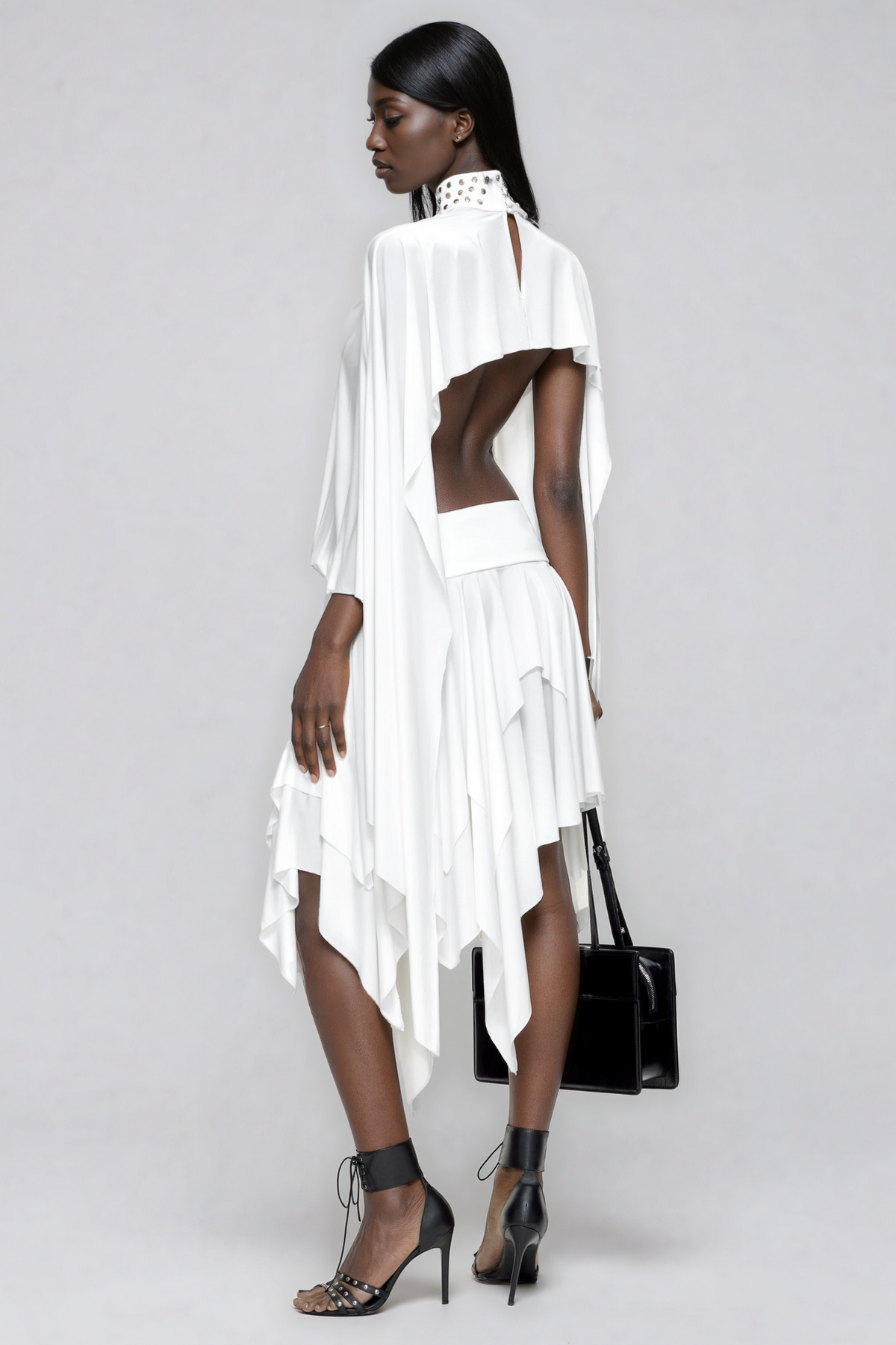 Fiorino Cutout Draped Ruffle Mini Dress