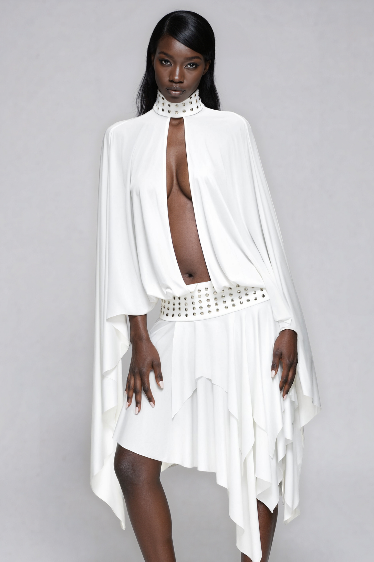 Fiorino Cutout Draped Ruffle Mini Dress