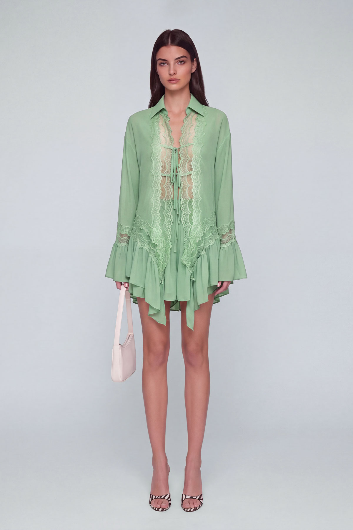 Henrik Lace Tie Up Ruffle Shorts Set