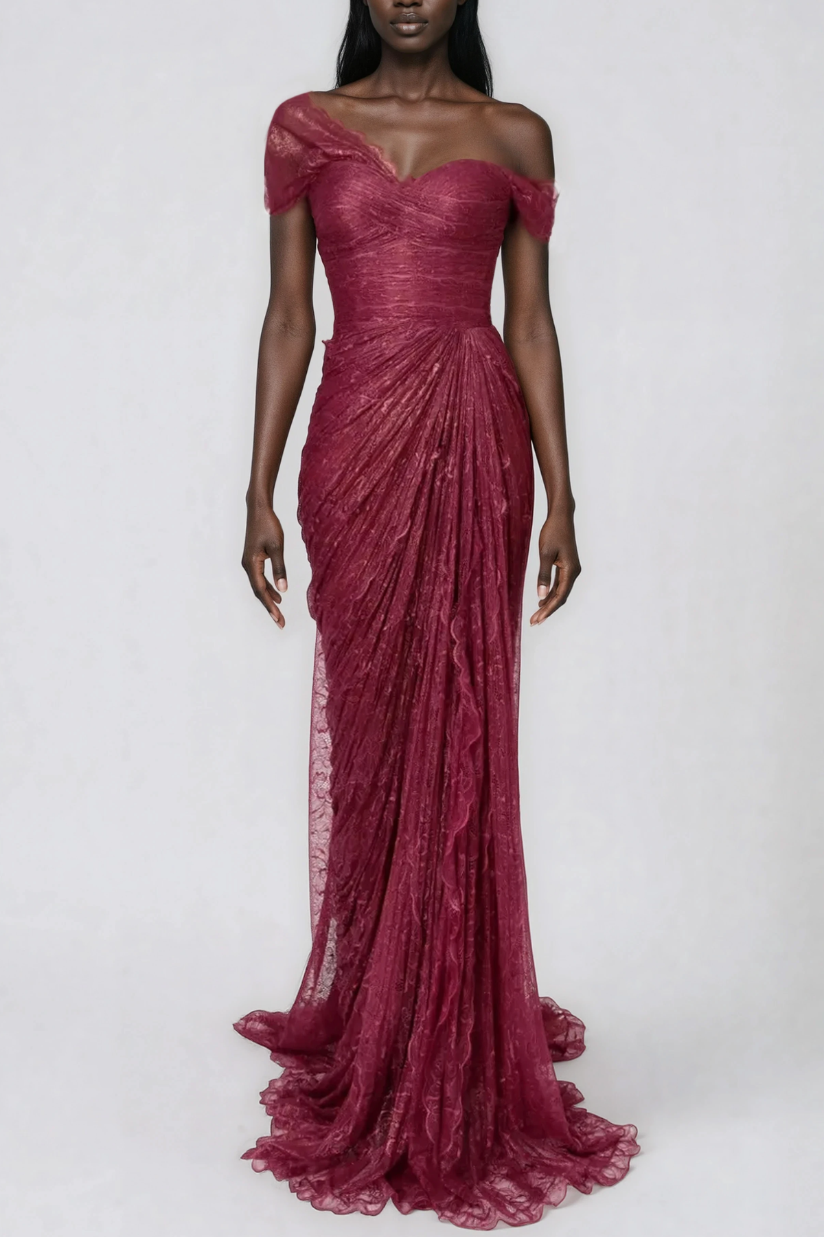 Hannie One Shoulder Ruch Maxi Dress