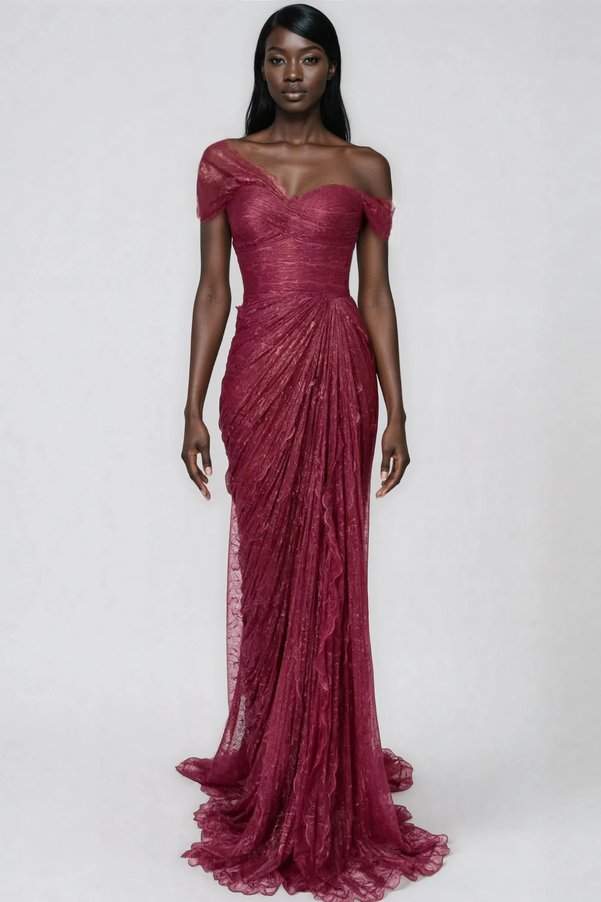 Hannie One Shoulder Ruch Maxi Dress