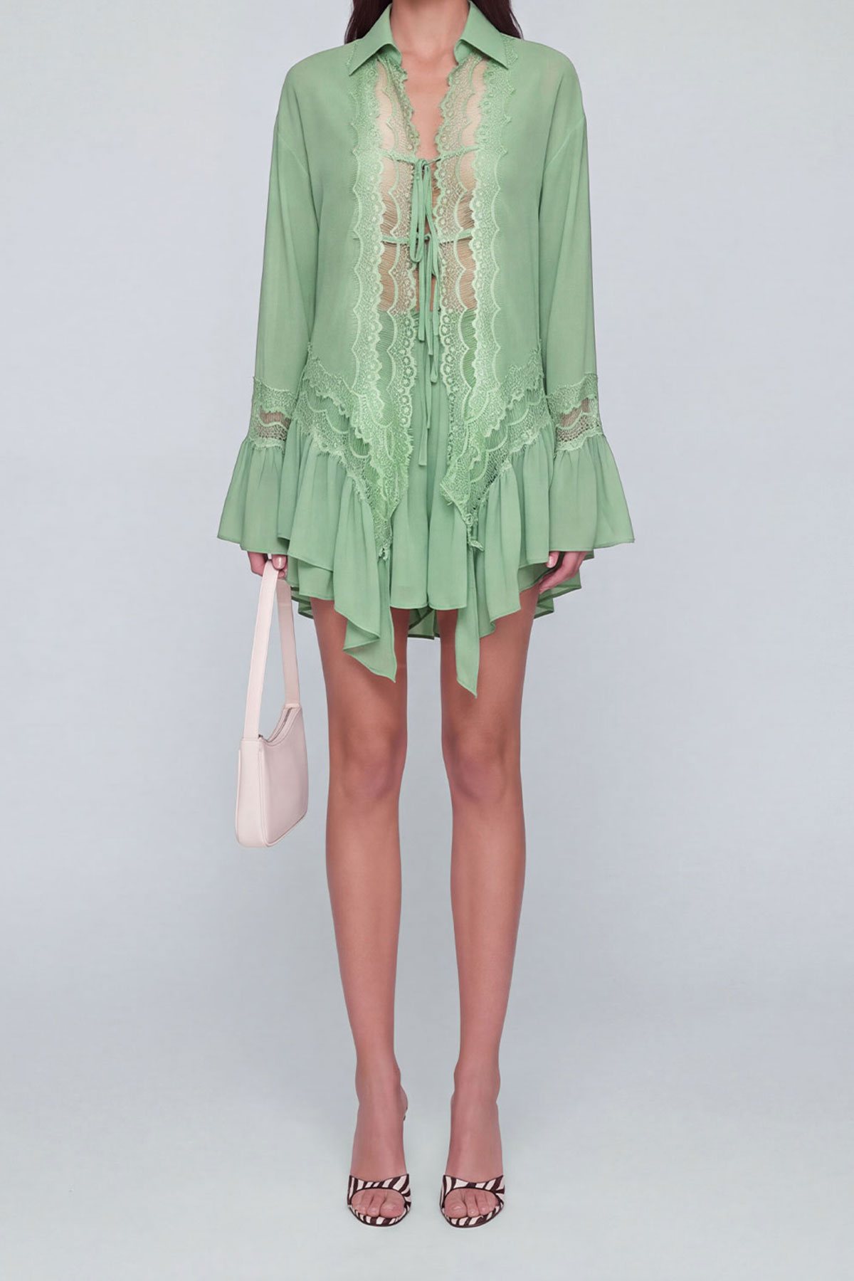 Henrik Lace Tie Up Ruffle Shorts Set