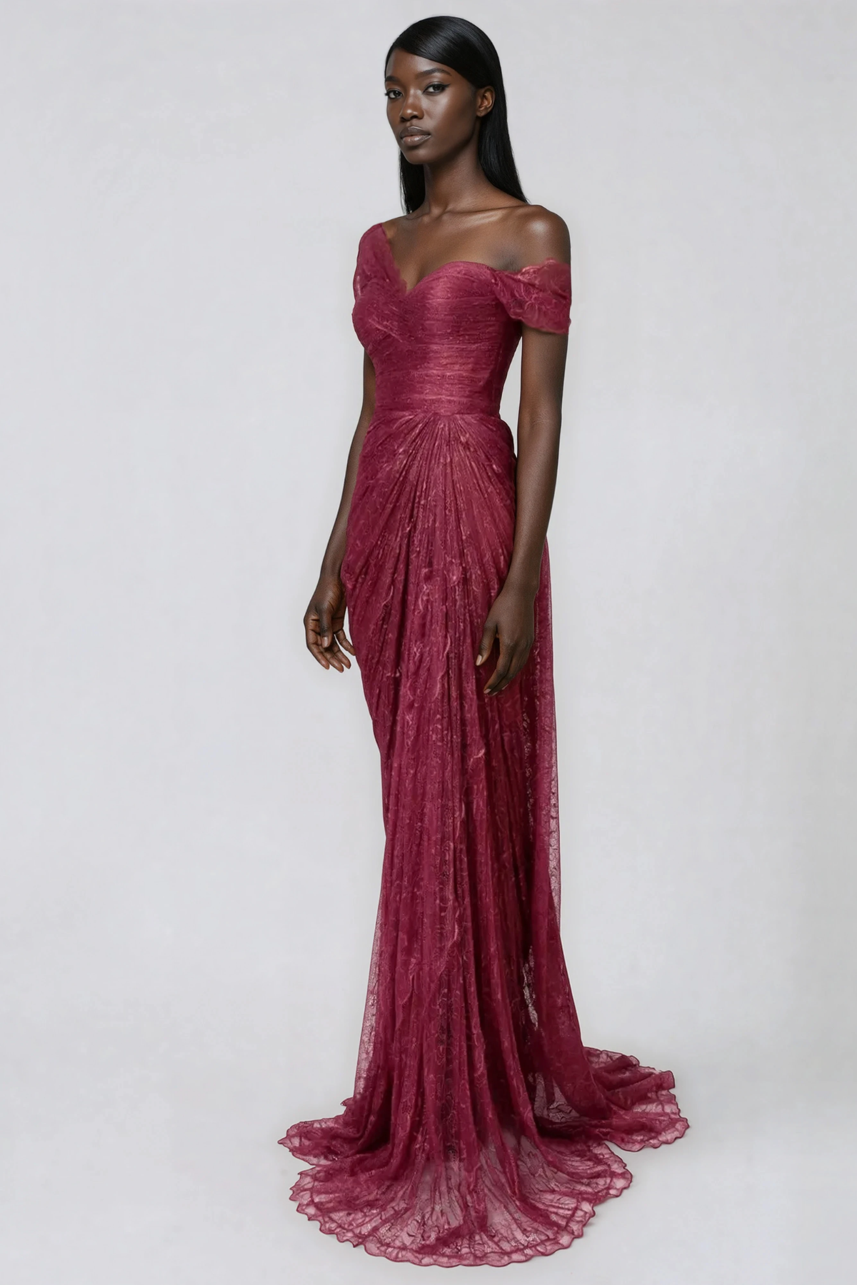 Hannie One Shoulder Ruch Maxi Dress