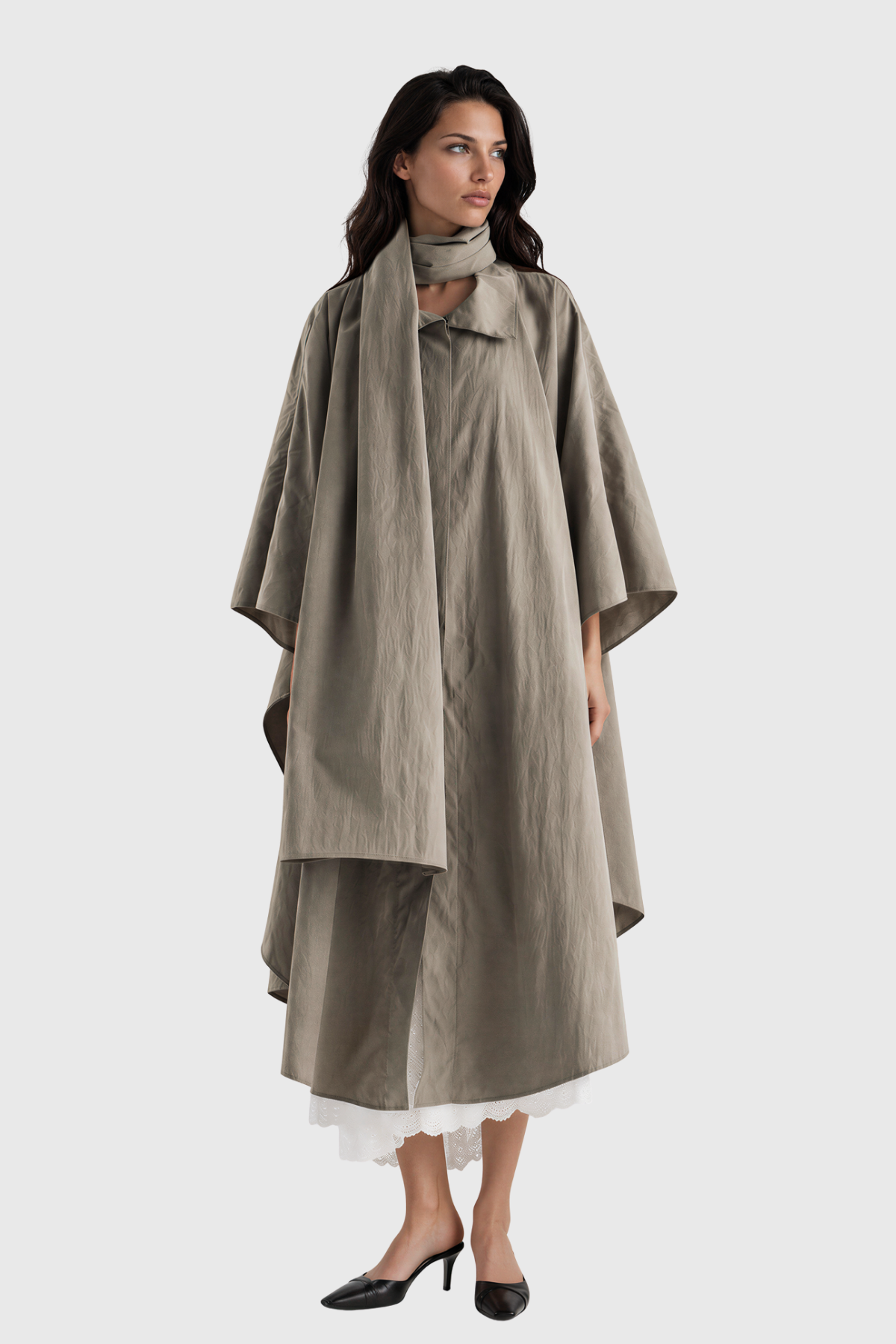 Kitena Batwing Sleeve  Scarf Jacket