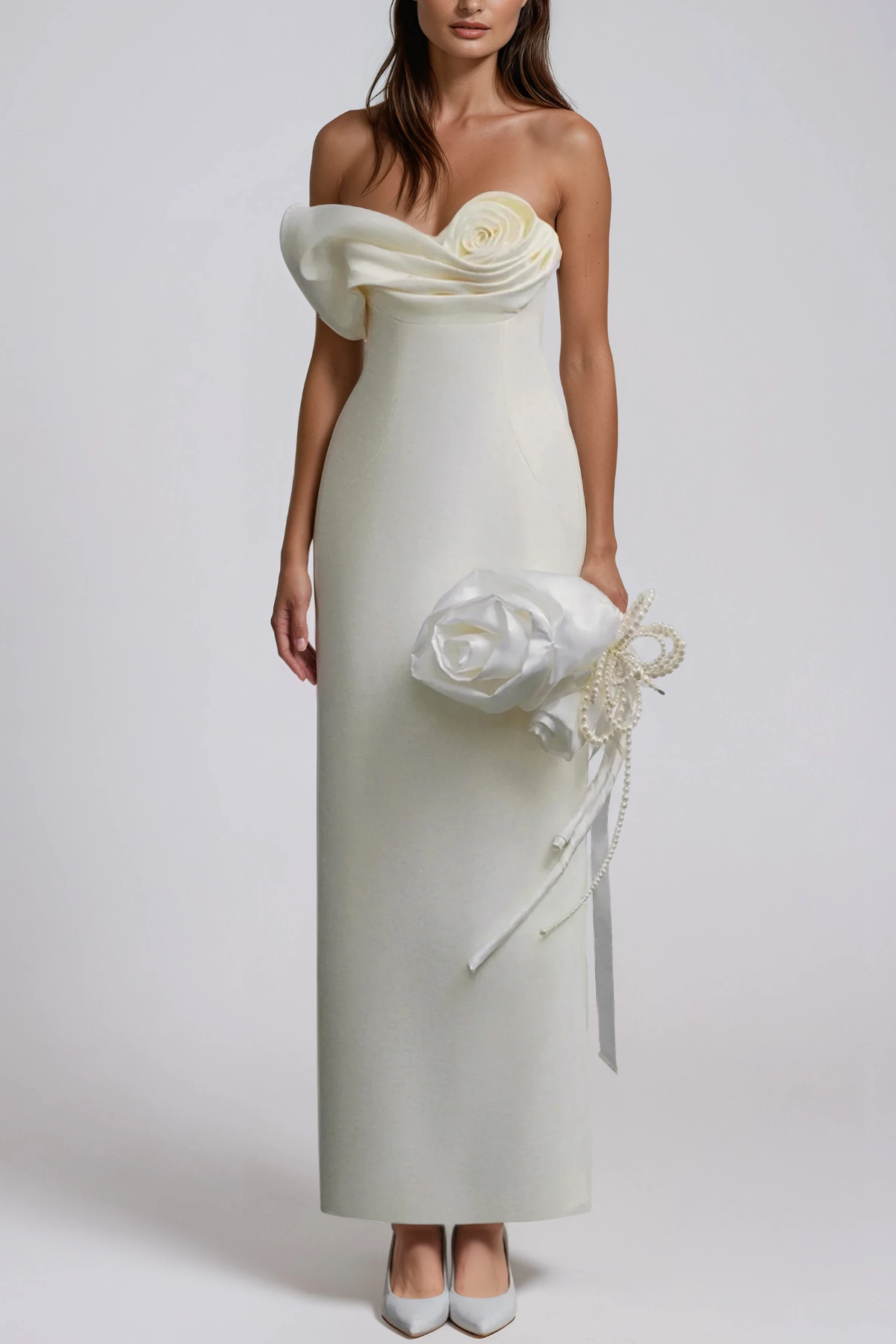 Haru Strapless Flower Maxi Dress