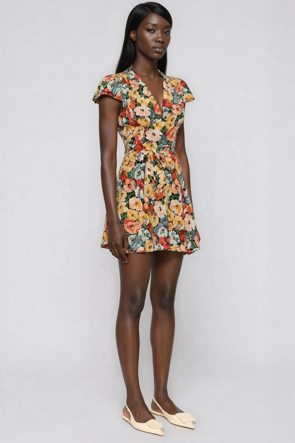 Hardwic Floral Plunge Mini Dress