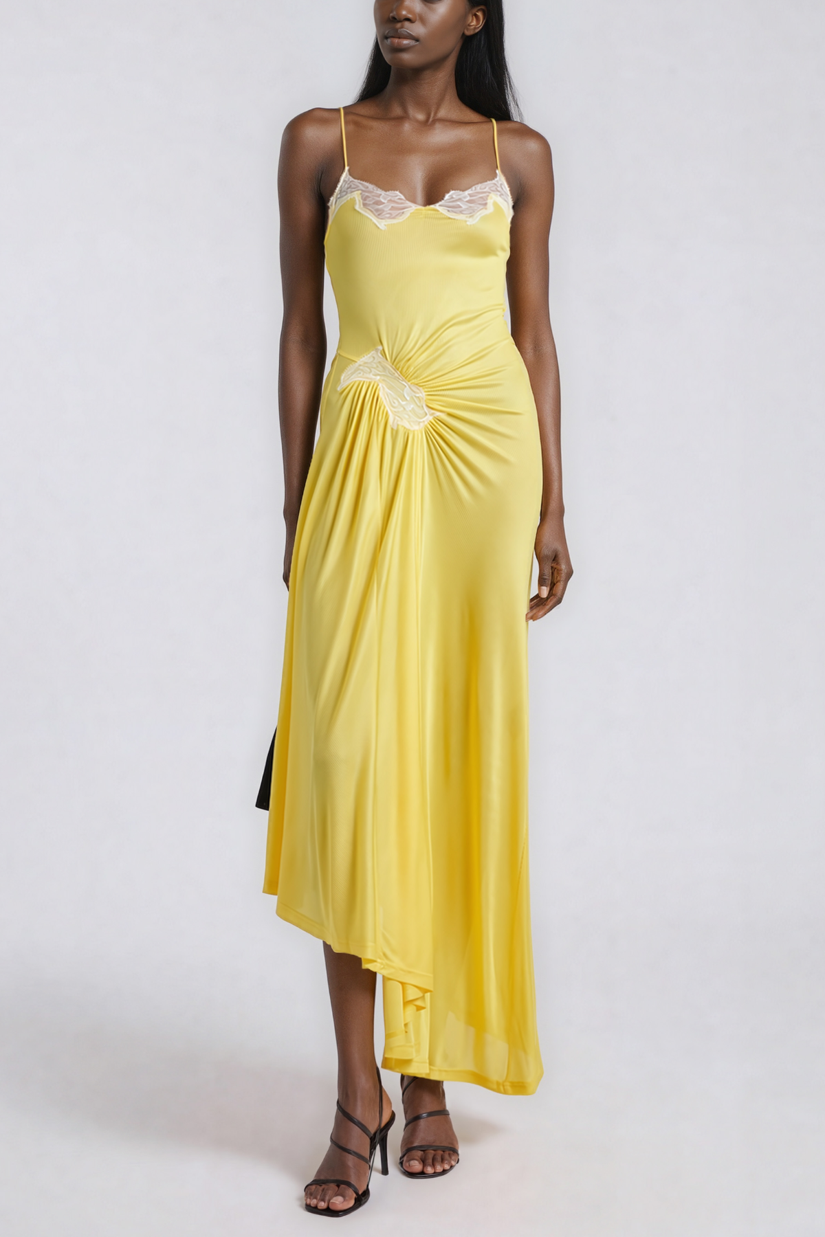 Jaliyah Asymmetrical Ruch Midi Dress