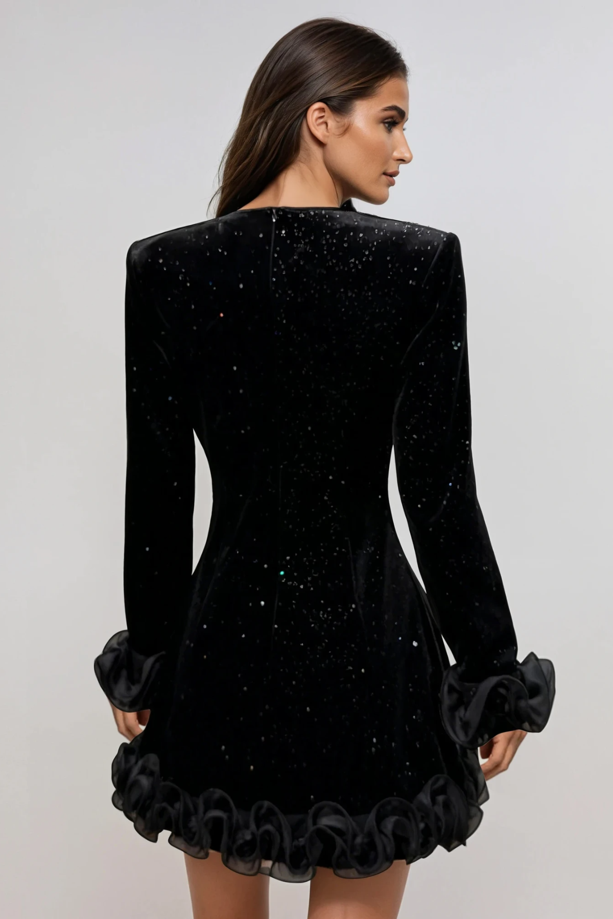 Anand Long Sleeve Ruffle Mini Dress