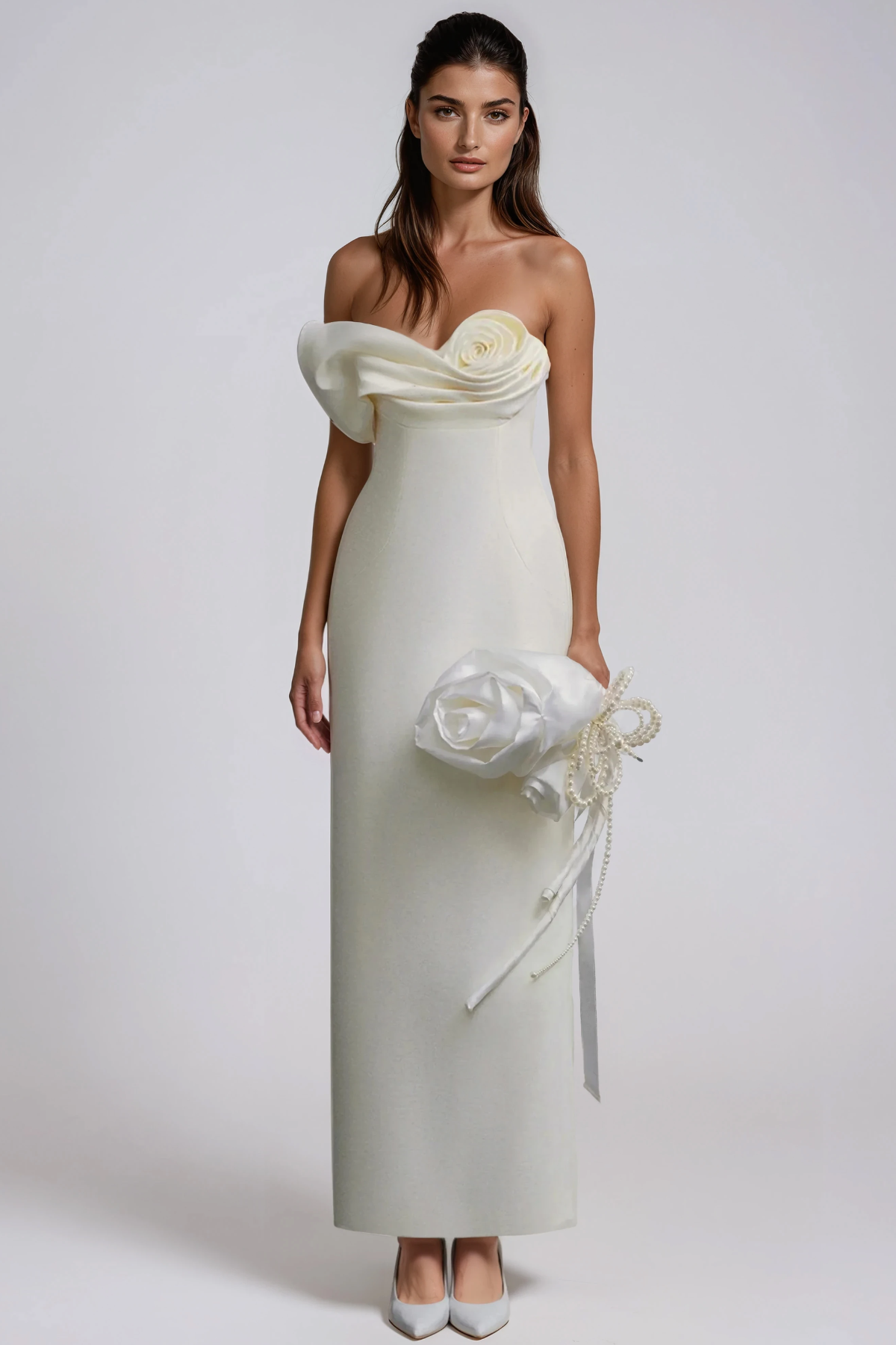 Haru Strapless Flower Maxi Dress