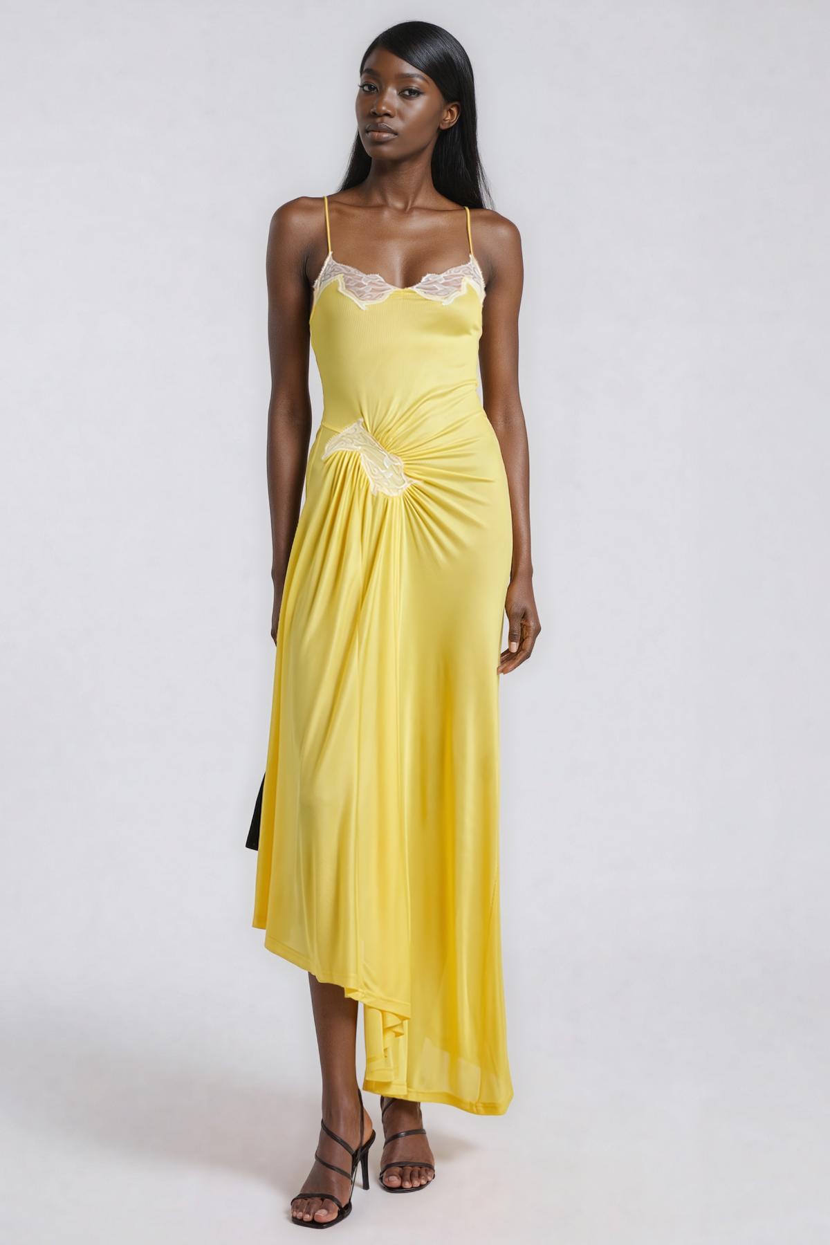 Jaliyah Asymmetrical Ruch Midi Dress