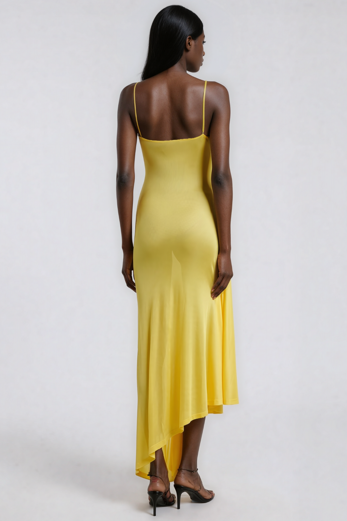 Jaliyah Asymmetrical Ruch Midi Dress