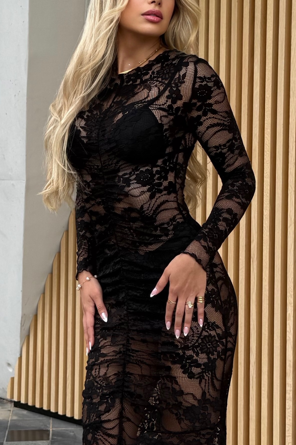 Festus Ruch Lace Mermaid Maxi Dress