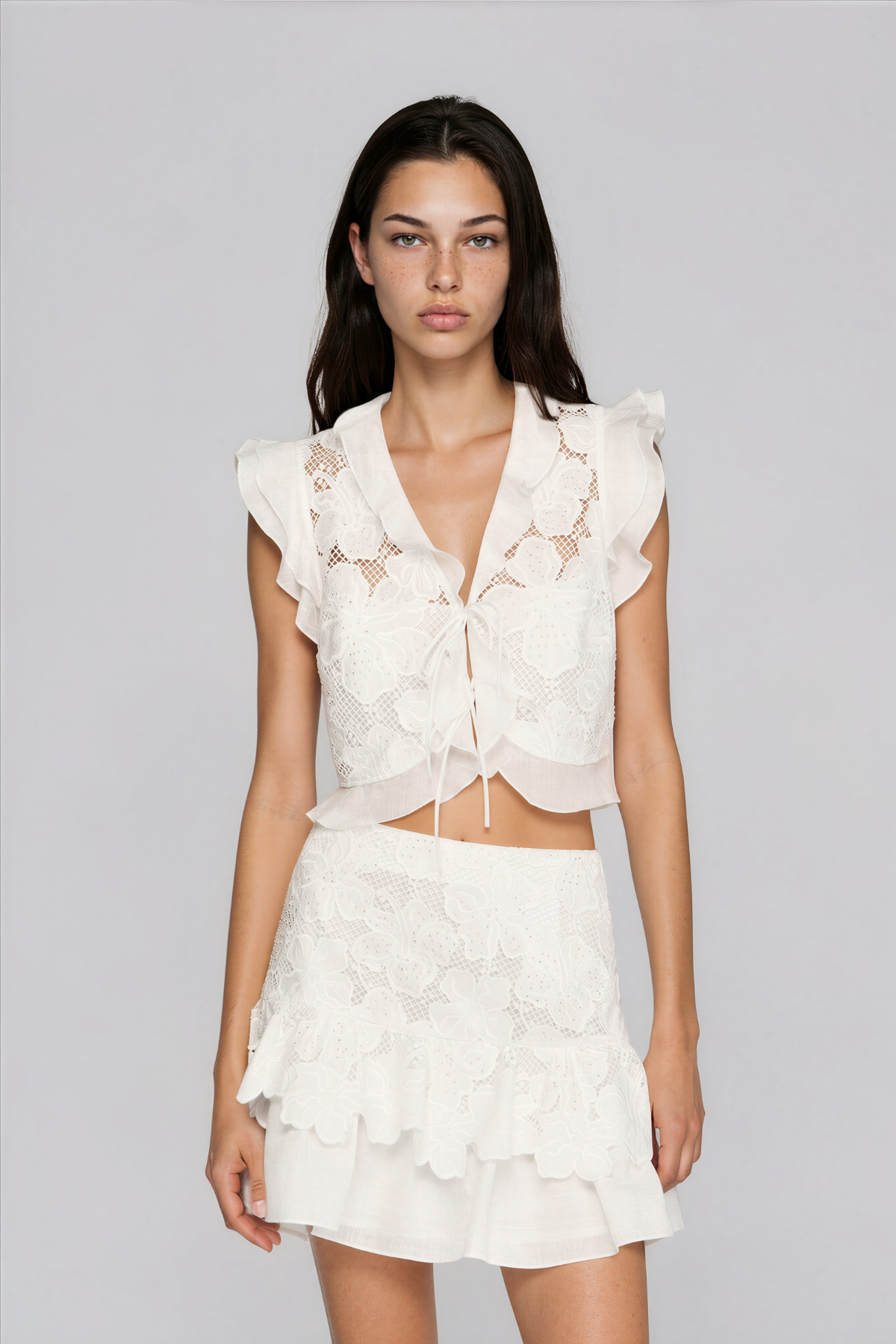 Kahula V Neck Floral Ruffle Skirt Set