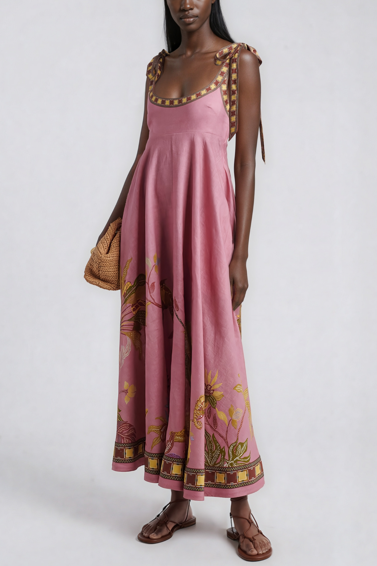 Jaya Tie Up Print Midi Dress