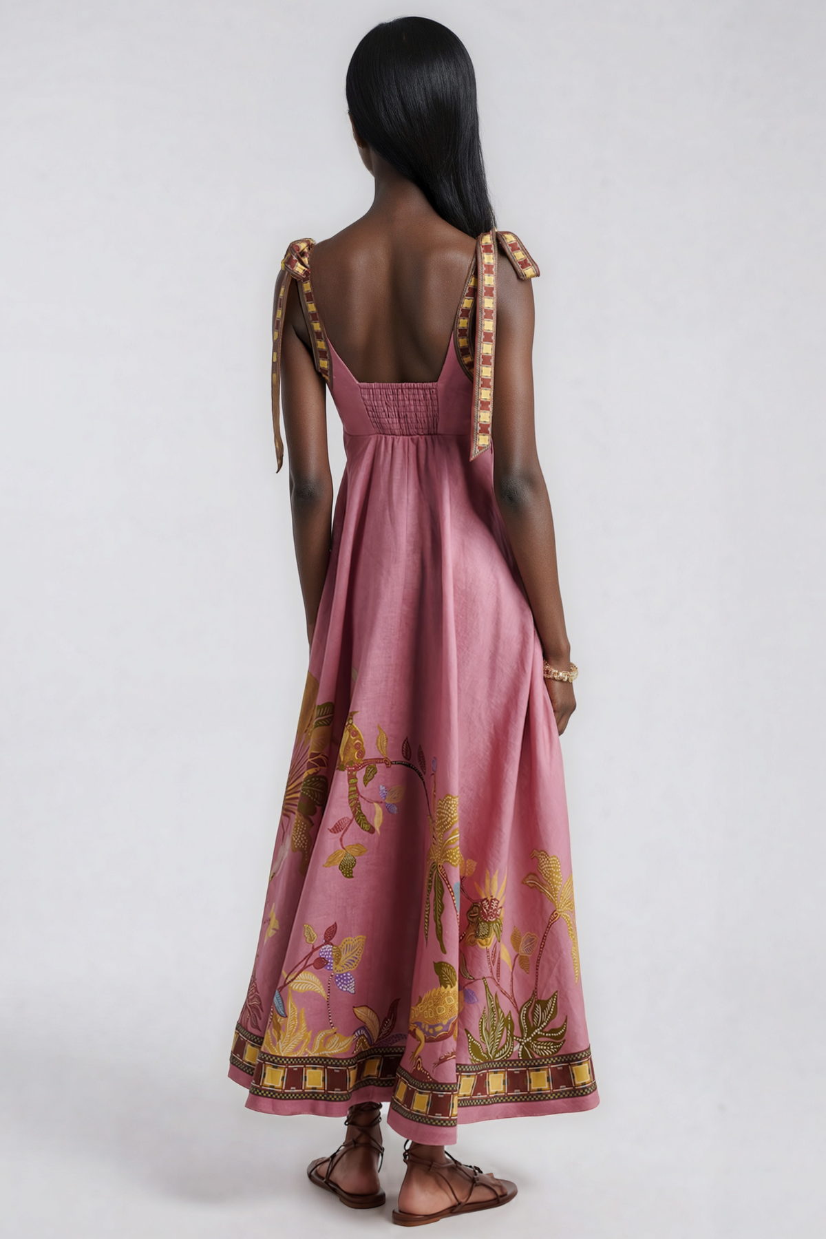 Jaya Tie Up Print Midi Dress