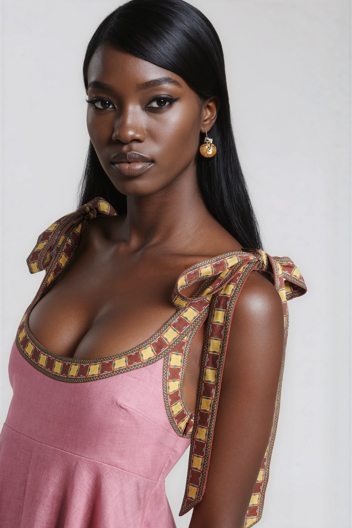 Jaya Tie Up Print Midi Dress