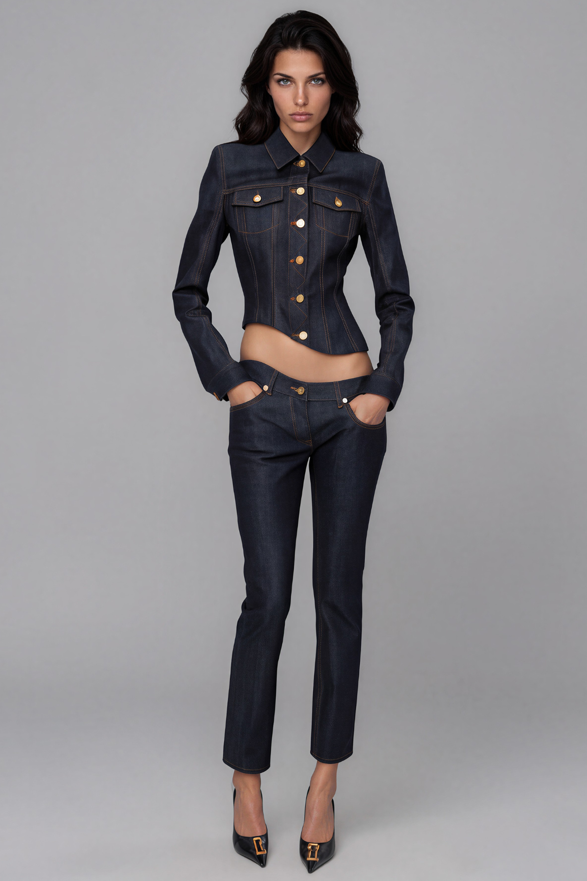 Jessie Button Wave Denim Jacket
