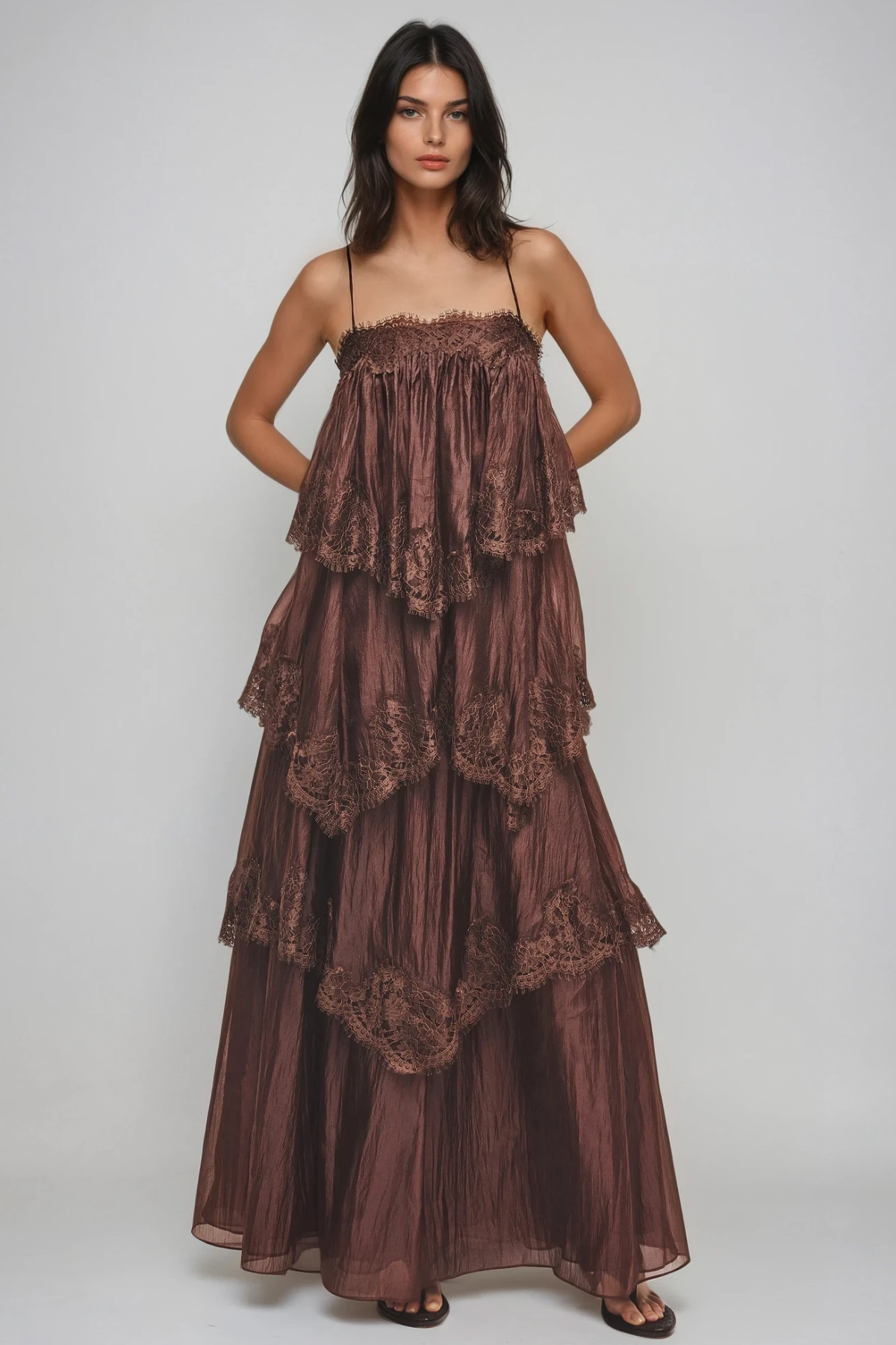 Drummond Spaghetti Lace Maxi Tiered Dress
