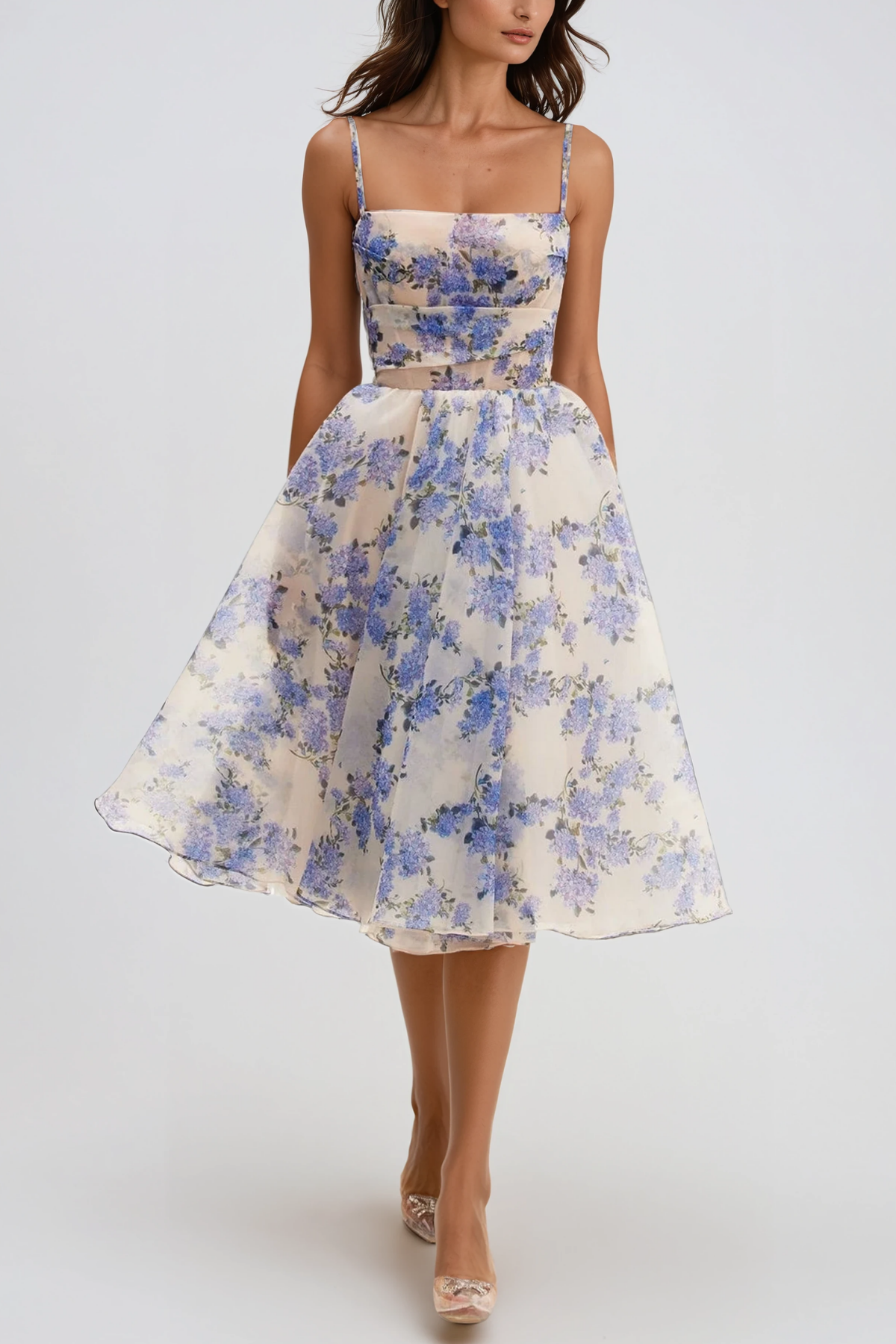  Ferdous Spaghetti Floral Midi Dress