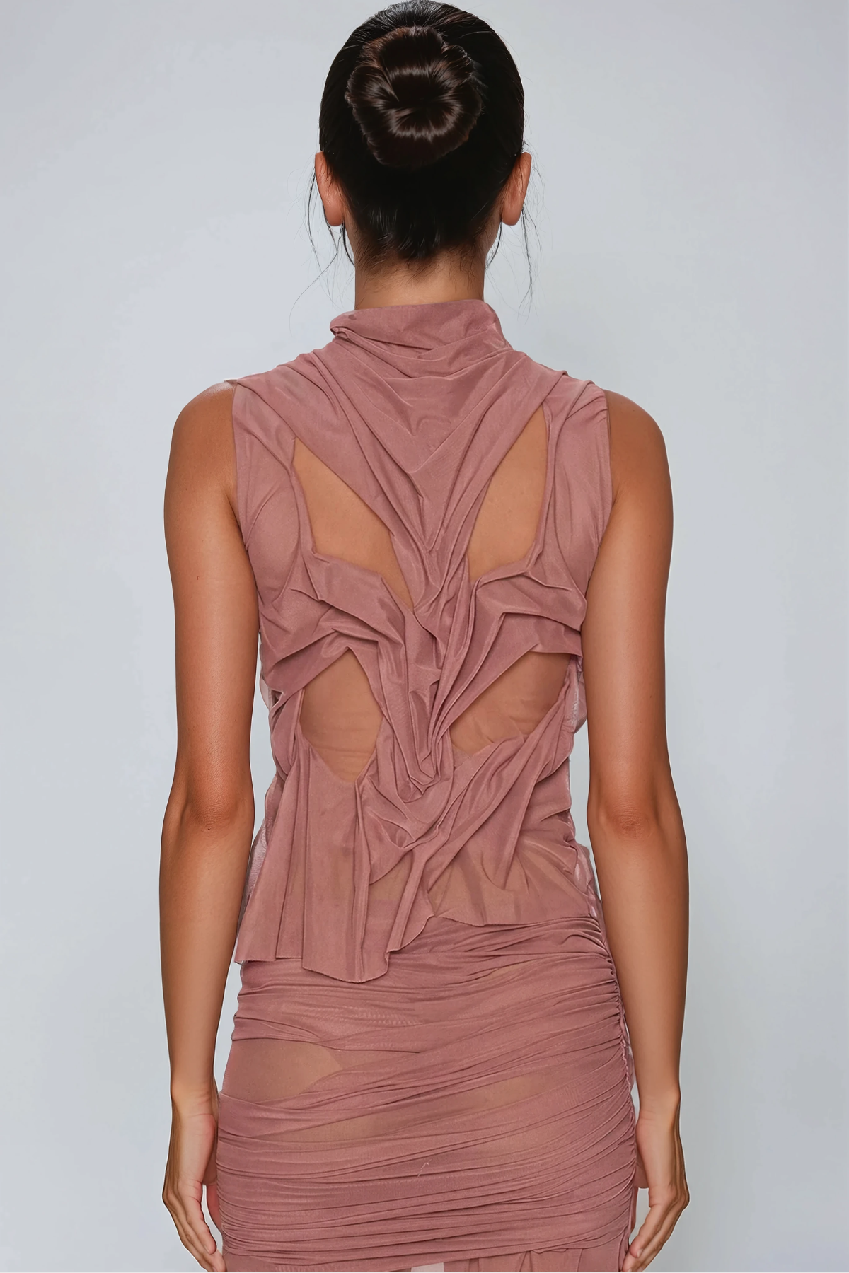 Davion Sleeveless Ruch Skirt Set