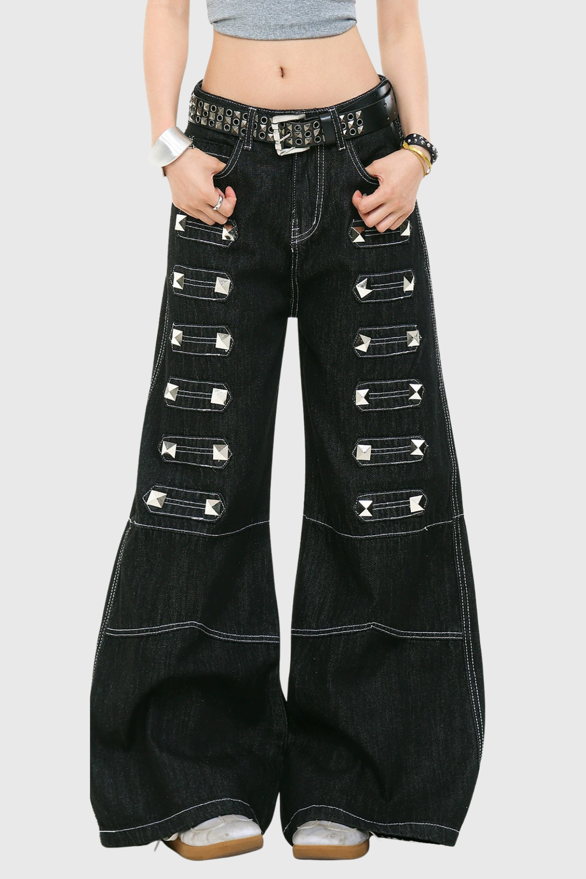 Jawdat Crystal Baggy Jeans