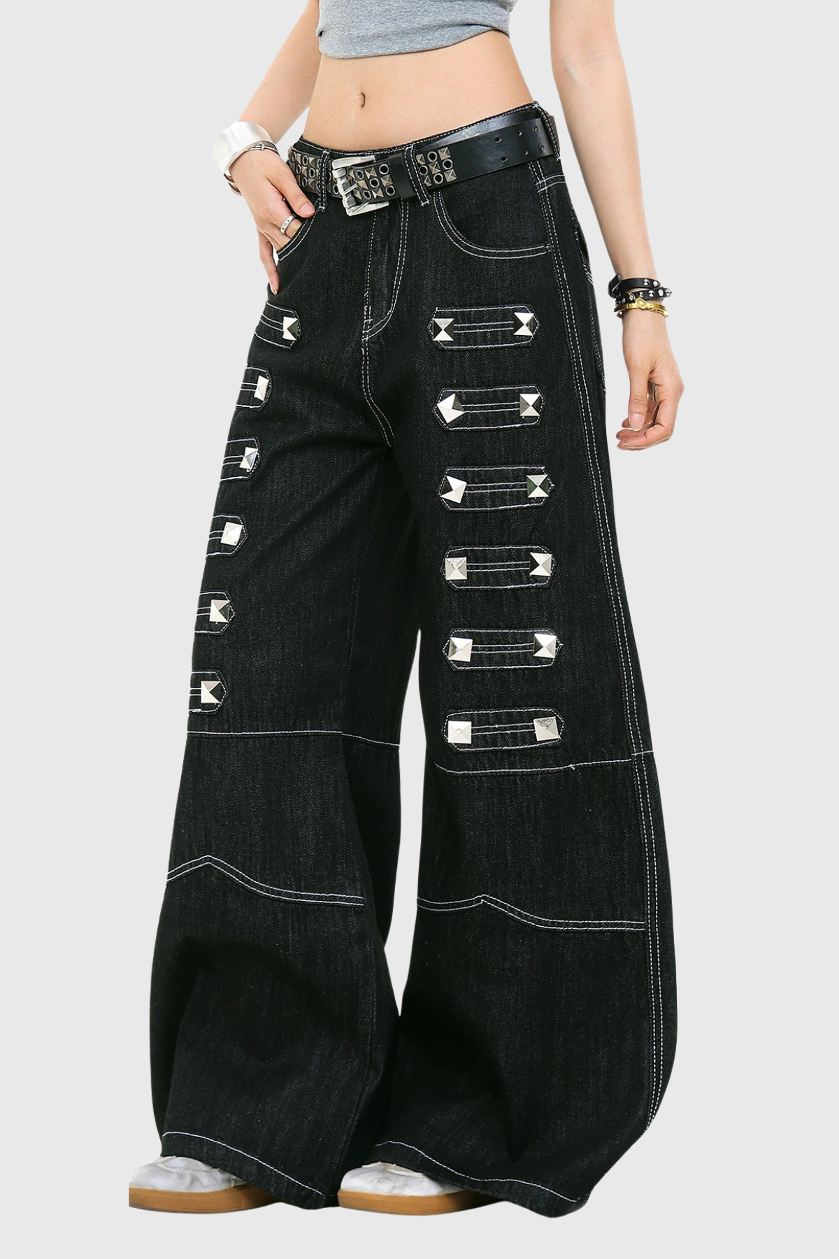 Jawdat Crystal Baggy Jeans