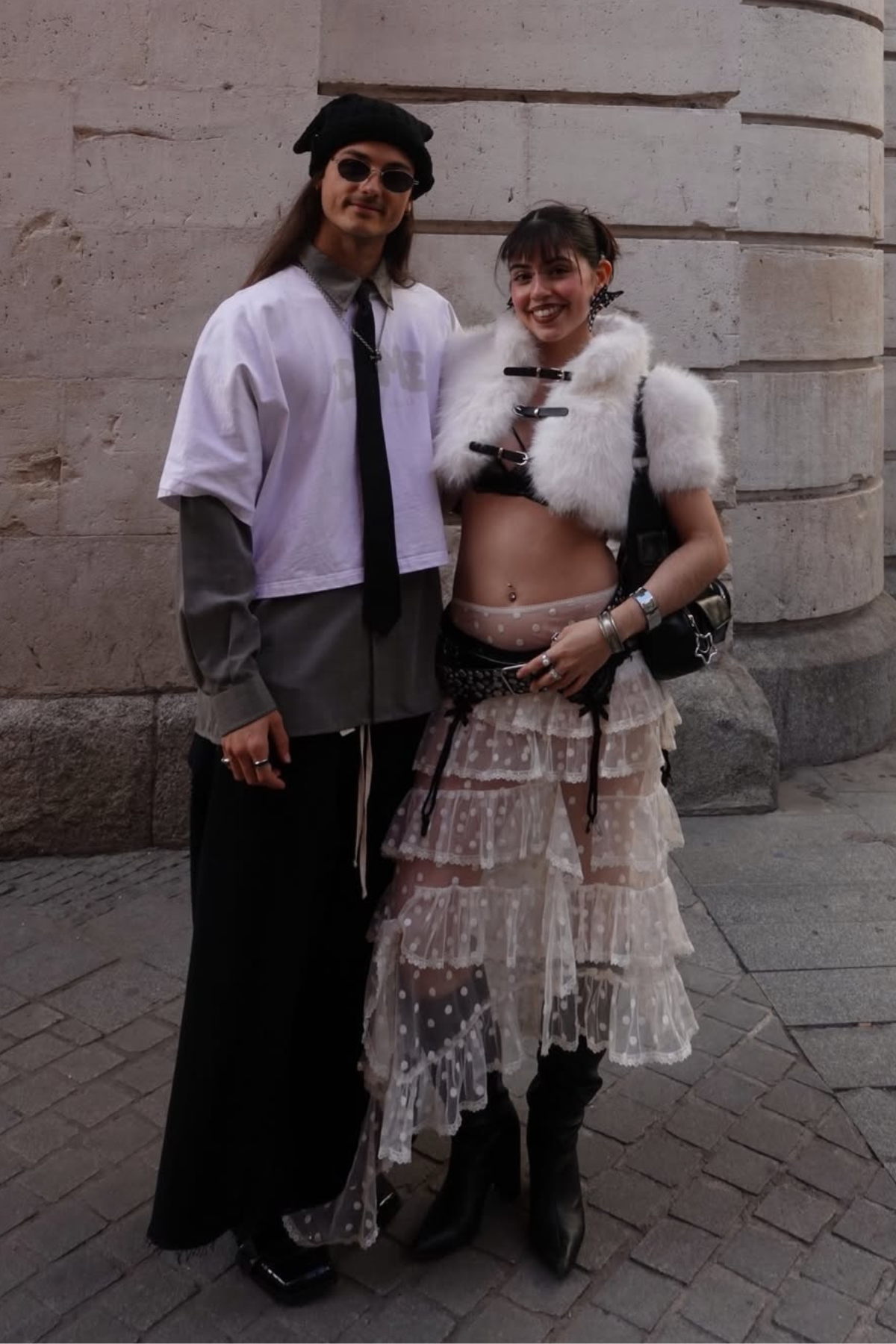 Amytis Faux Fur Cutout Crop Top In White