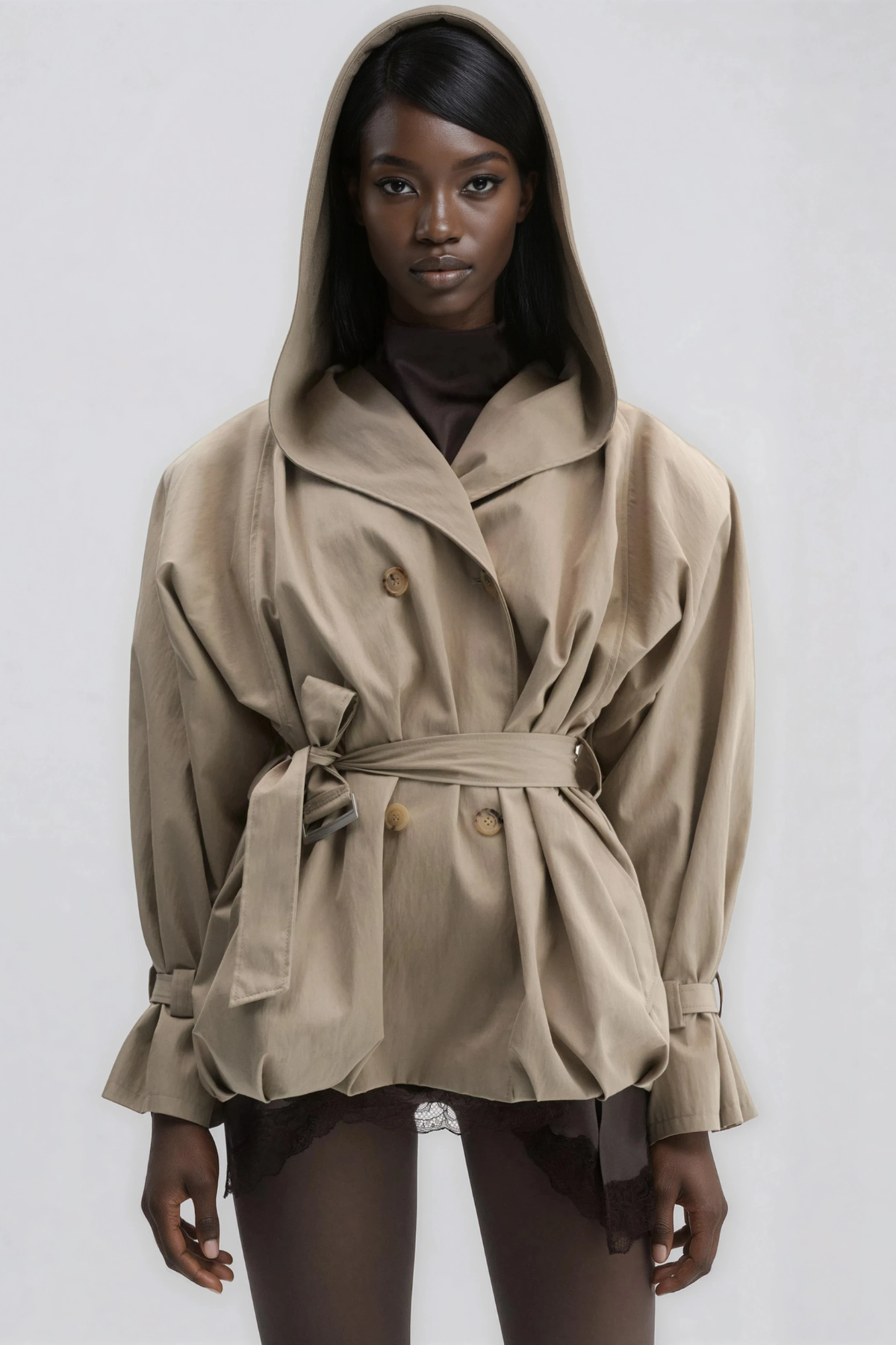 Haralambi Belted Bubble Trench Coat