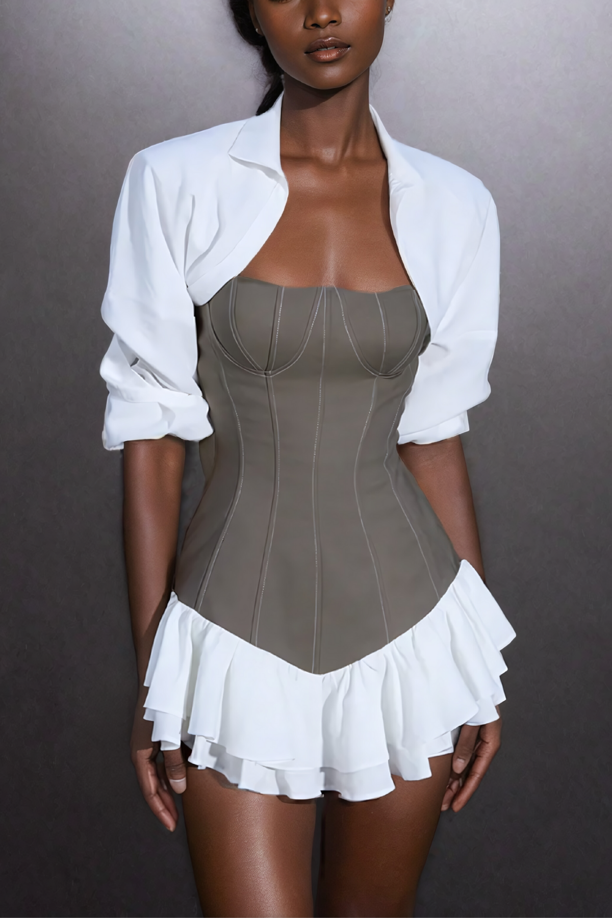 Abilene Ruffle Strapless Corset Mini Dress