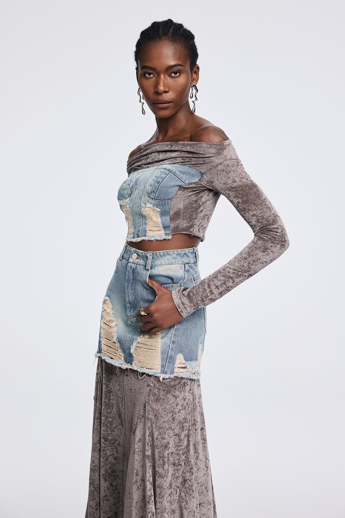 Abishag Mesh Off Shoulder Deconstruct Set