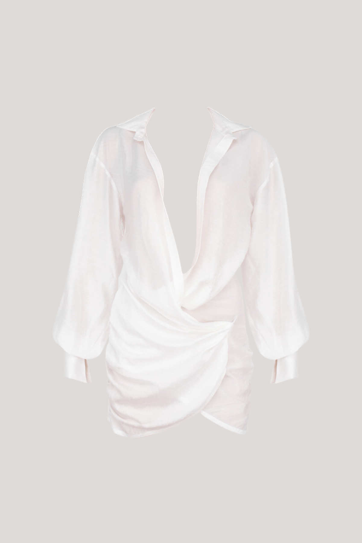 Adler Plunge Ruch Cross Mini Shirt Dress