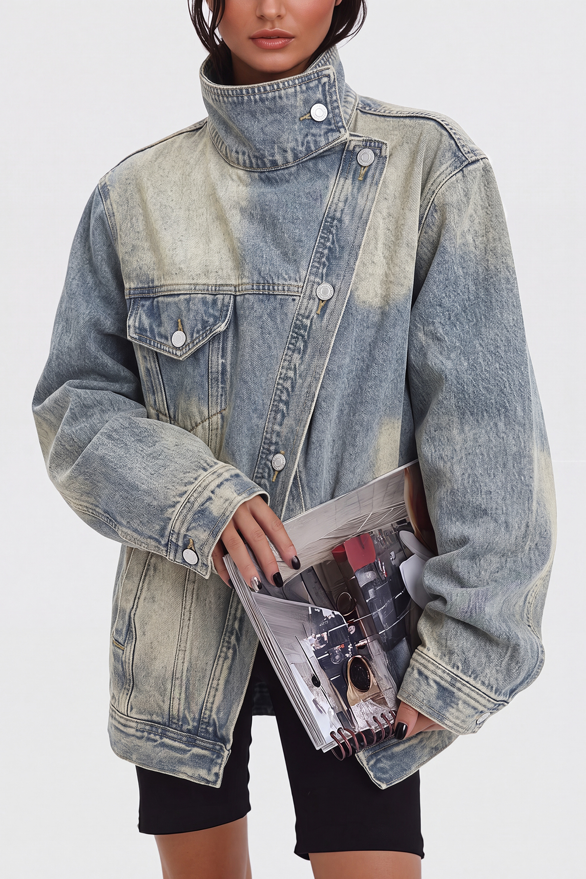 Aegle Deconstruct Asymmetric Denim Jacket