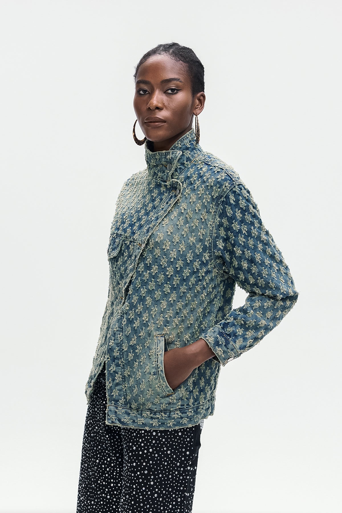 Aegle Deconstruct Asymmetric Torn Denim Jacket