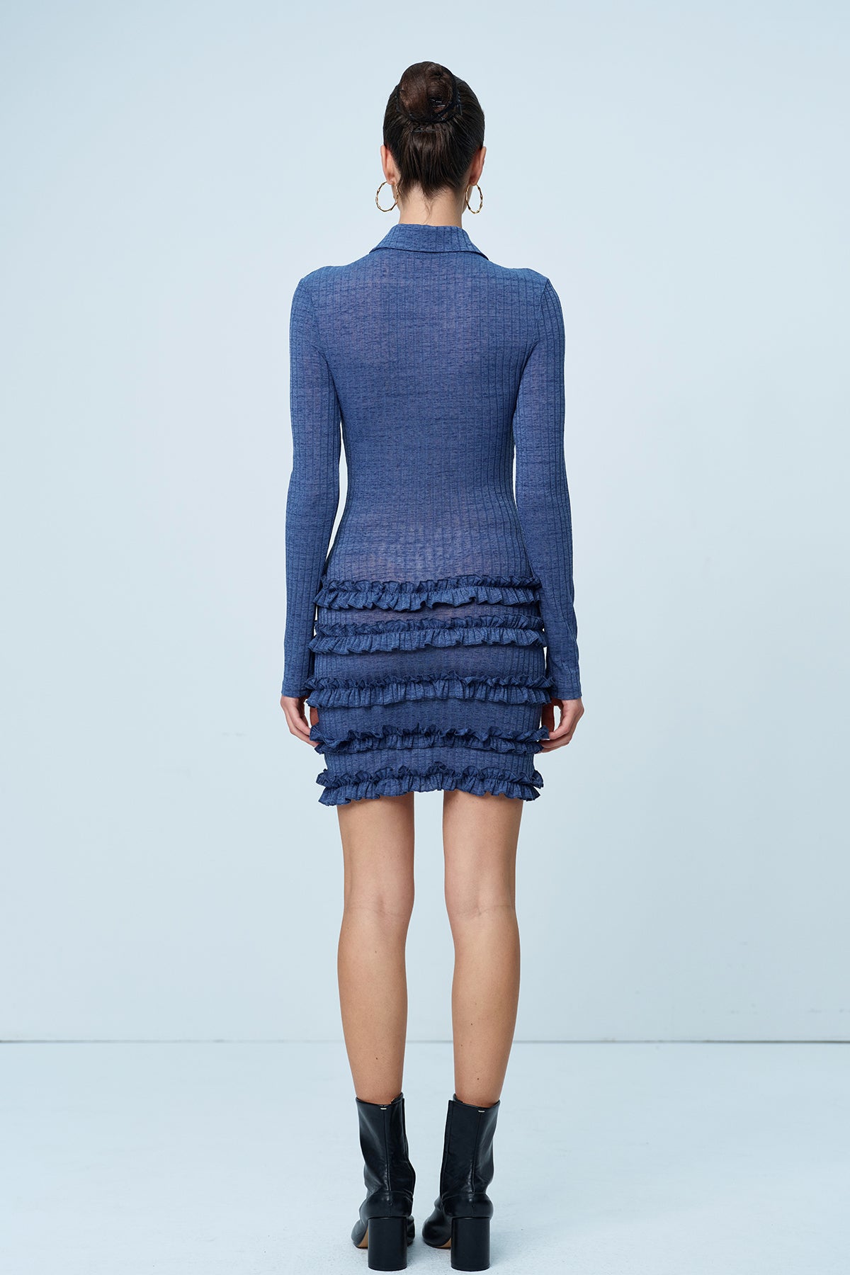 Aethwy Ruffle Bodycon Knit Mini Dress