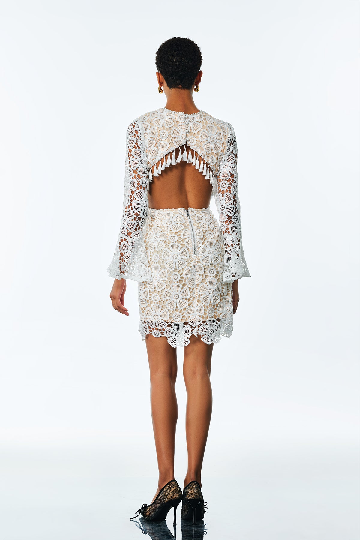 Agnes Cutout Embroidered Flower Mini Dress