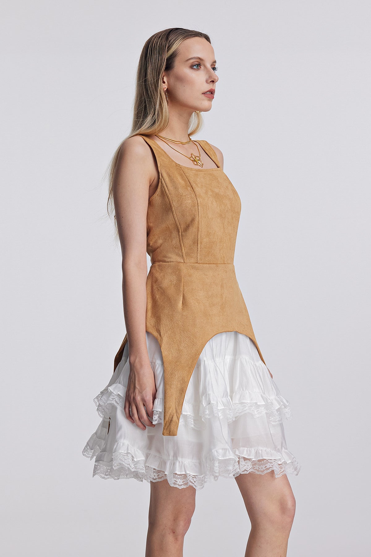 Ailis Ruffle Lace Sleeveless Mini Dress
