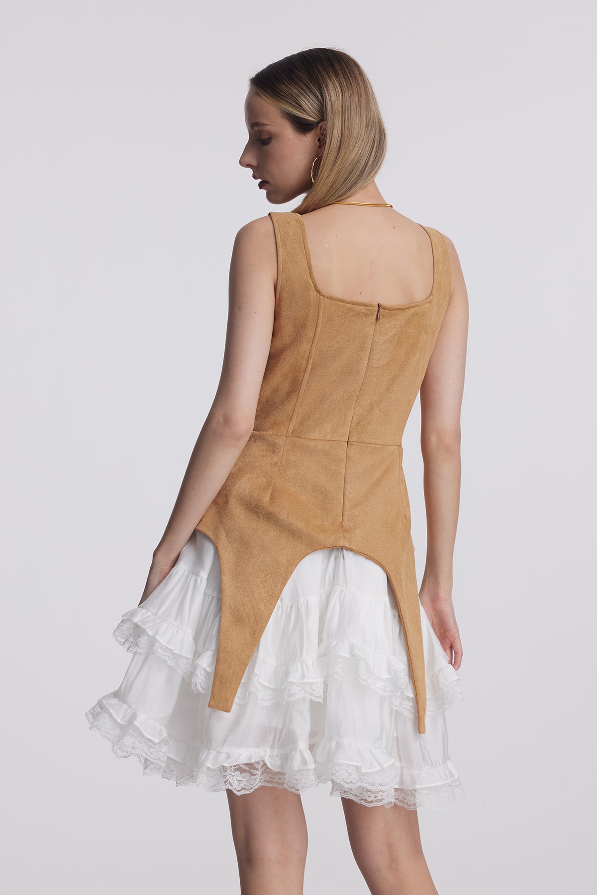 Ailis Ruffle Lace Sleeveless Mini Dress