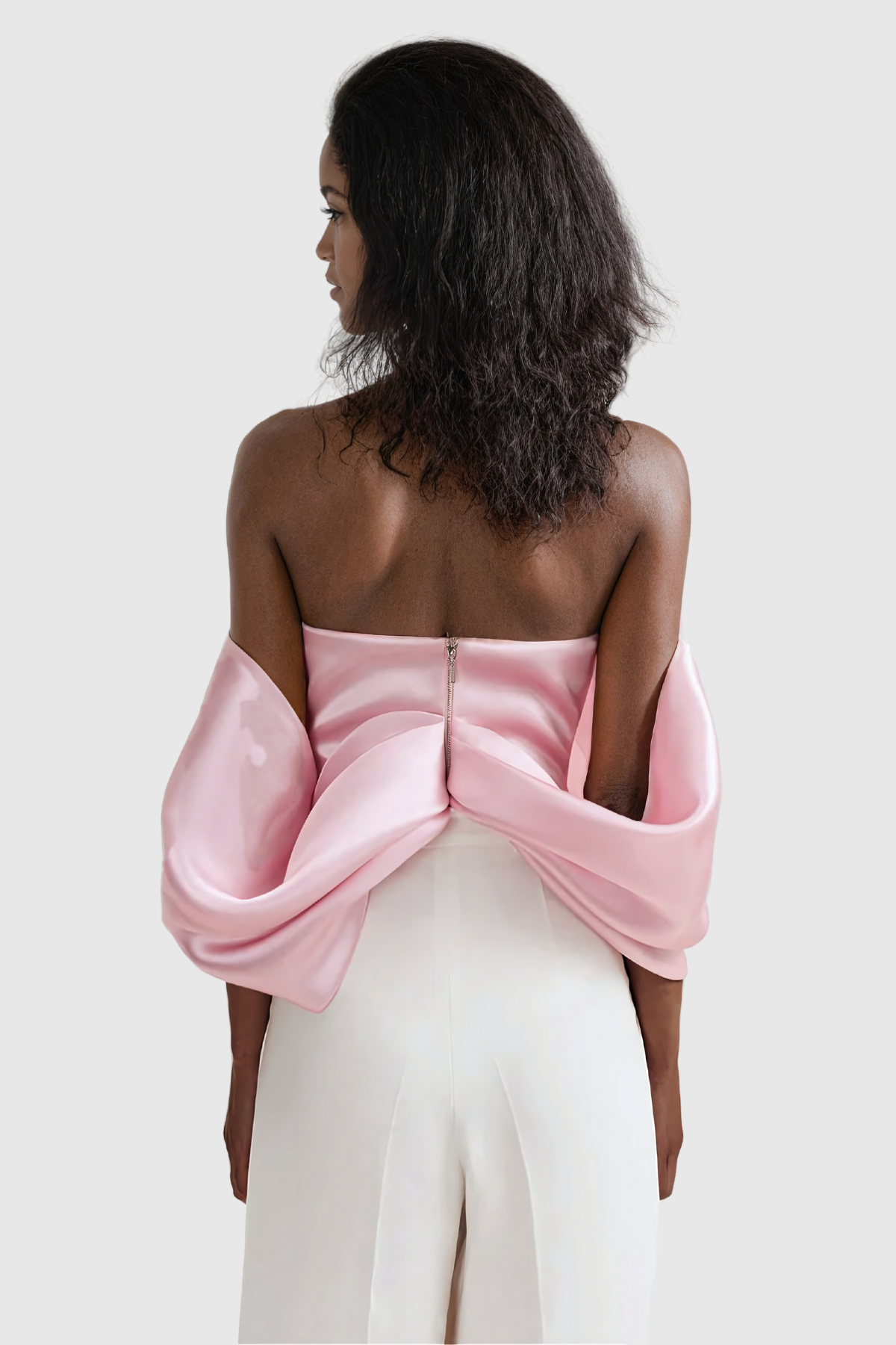 Ainslie Bow Cross Off Shoulder Satin Top