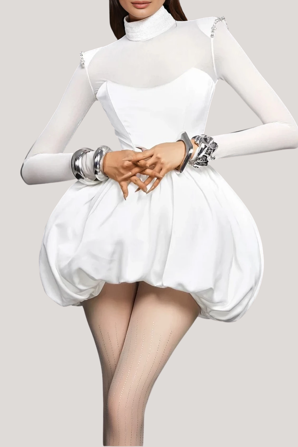 Alette Long Sleeve Mesh Mini Dress