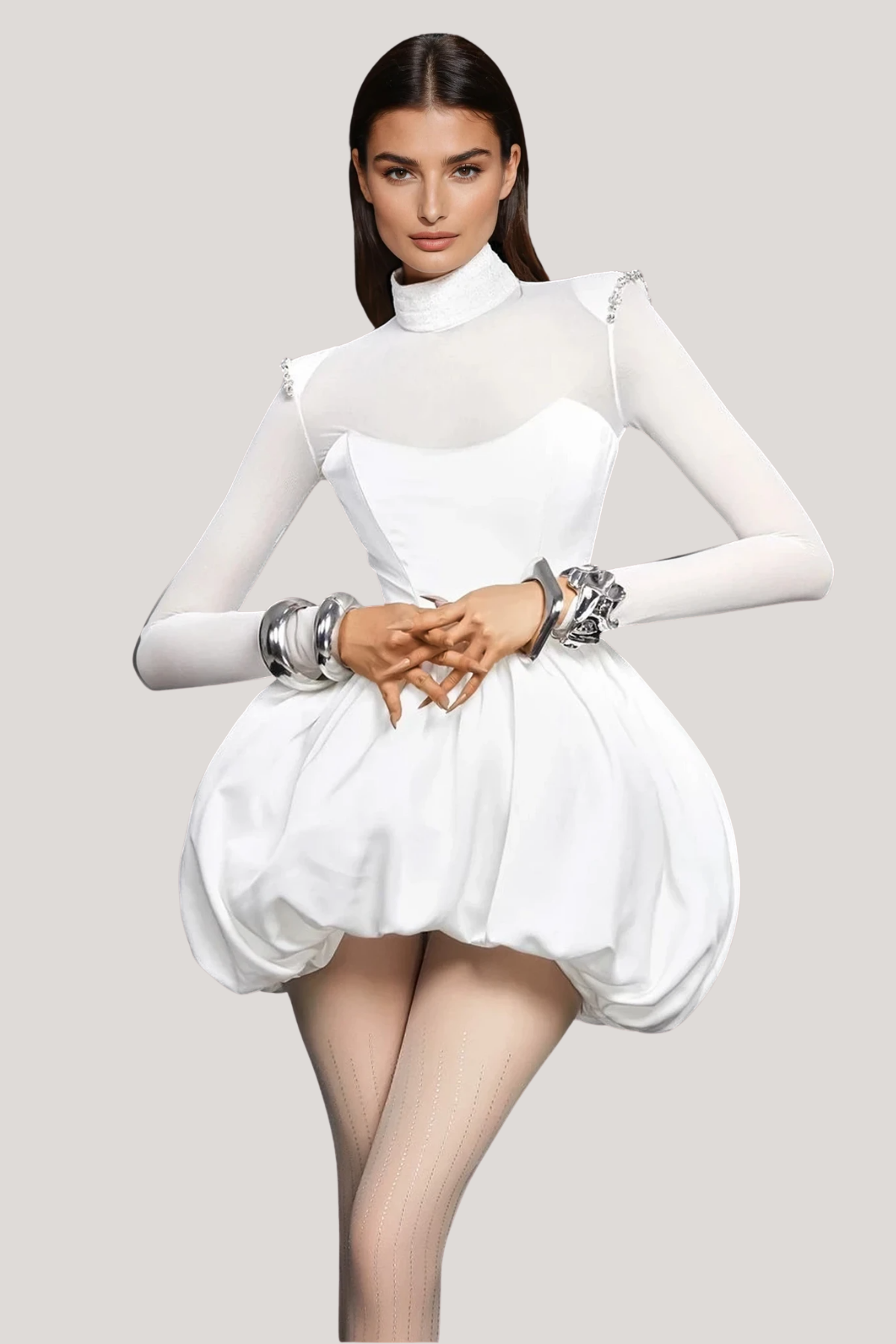 Alette Long Sleeve Mesh Mini Dress