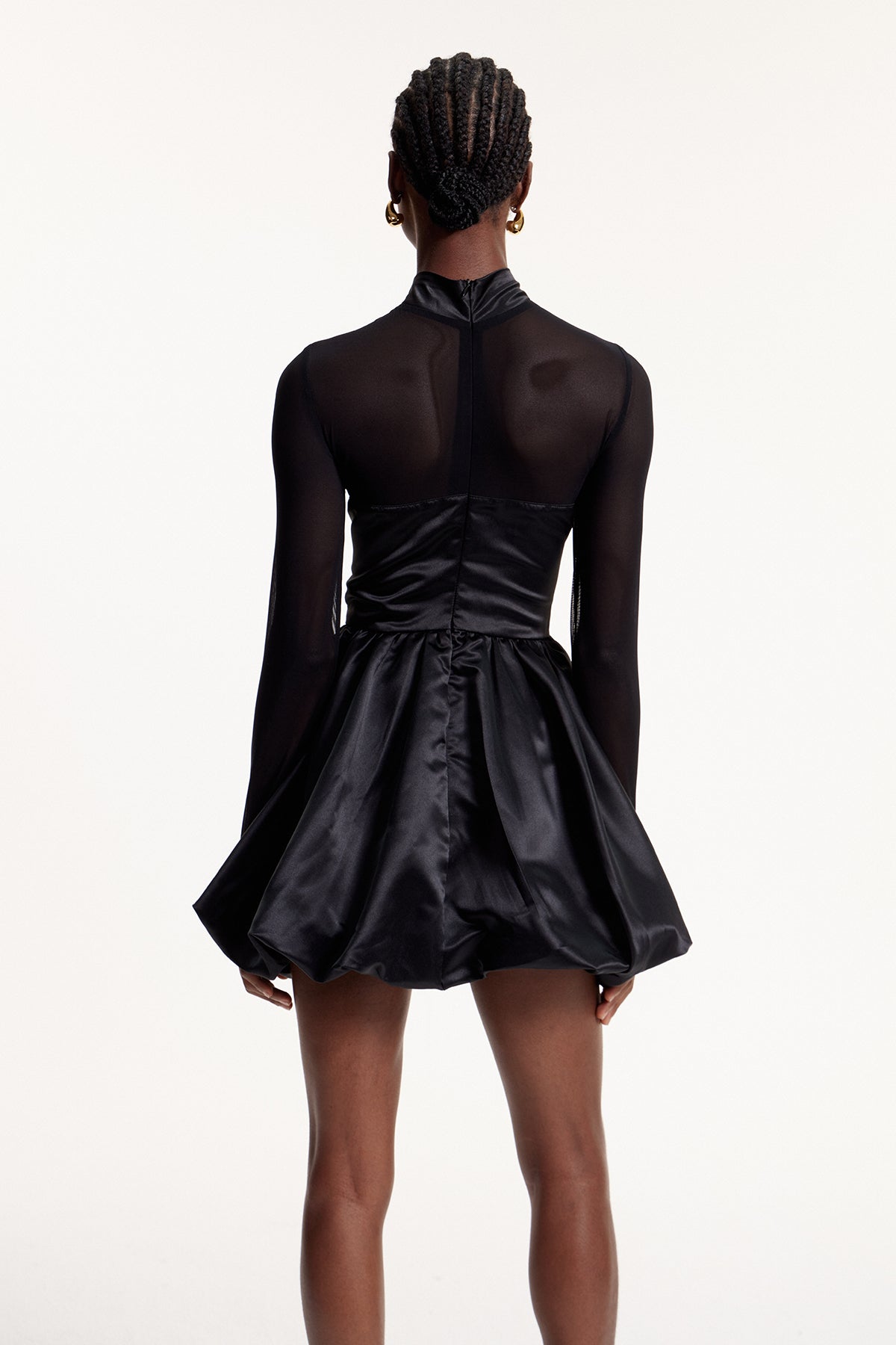 Alette Stand Collar Corset Satin Mini Dress