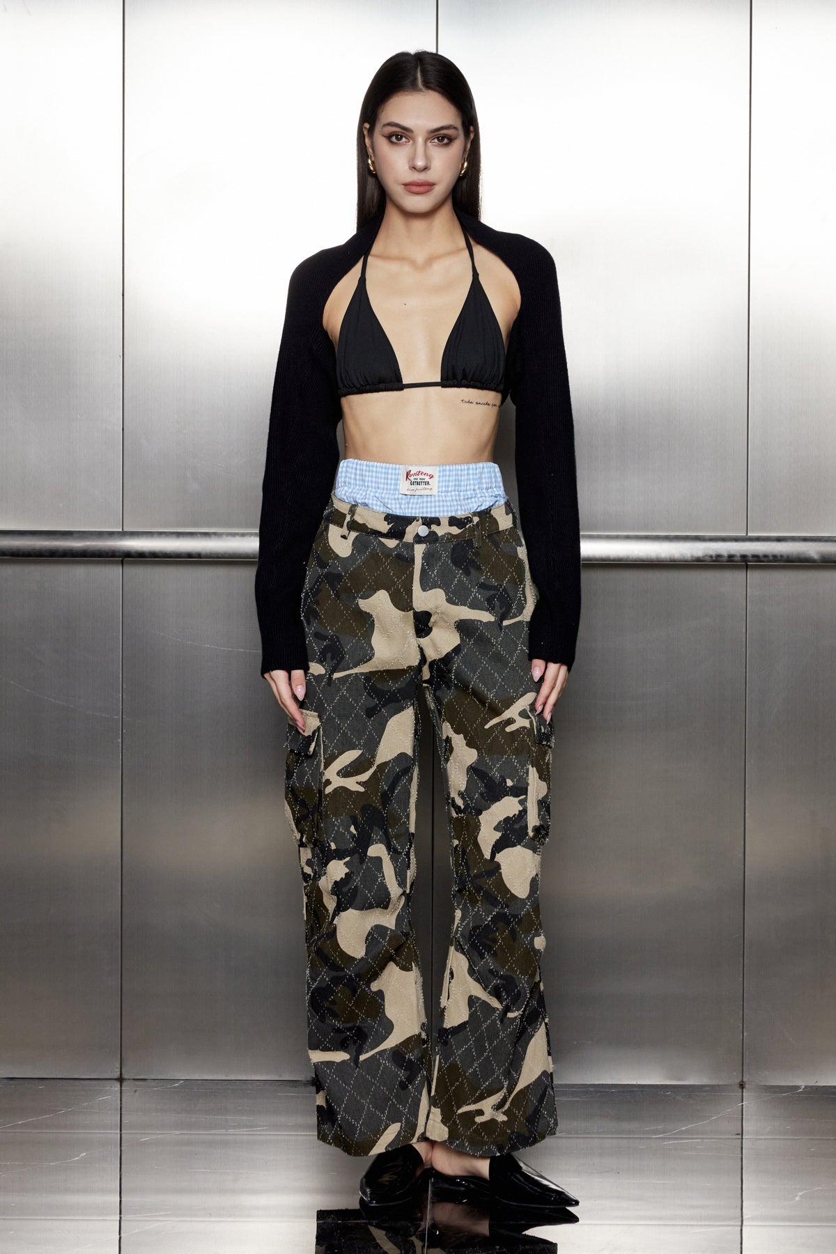 Alick Camouflage Print Deconstruct Cargo Jeans