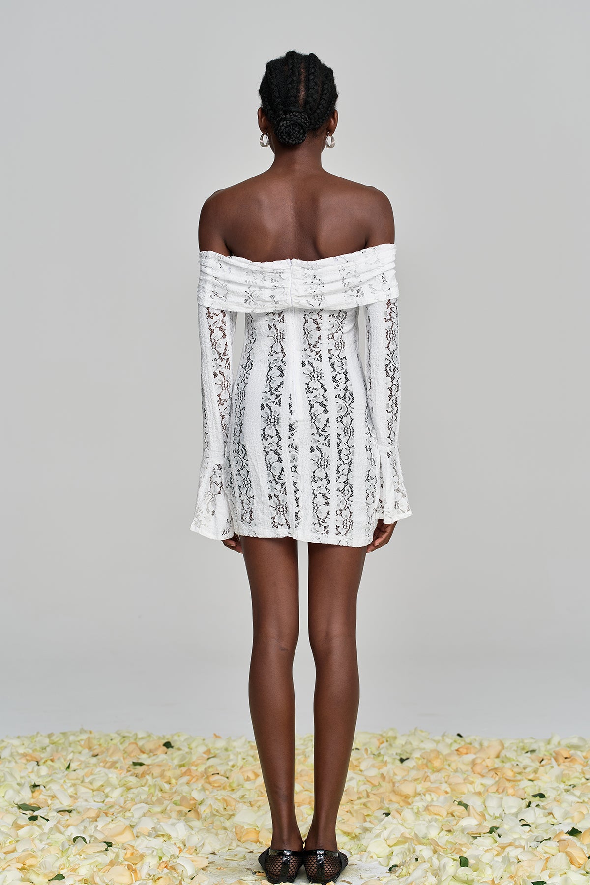 Alladitta Lace Off Shoulder Cutout Mini Dress